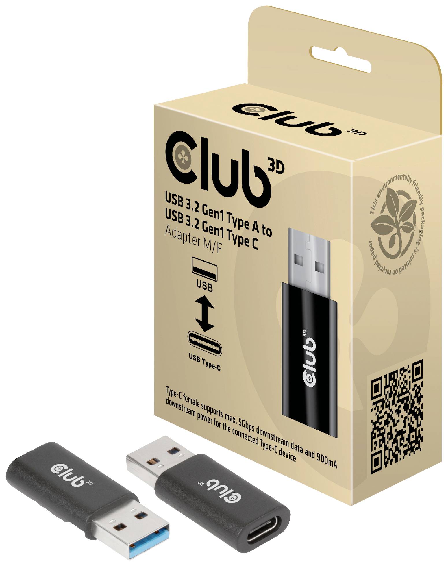 Club3D USB-Adapter USB 3.2 Gen1 USB-A Stecker, USB-C® Buchse Schwarz CAC-1525