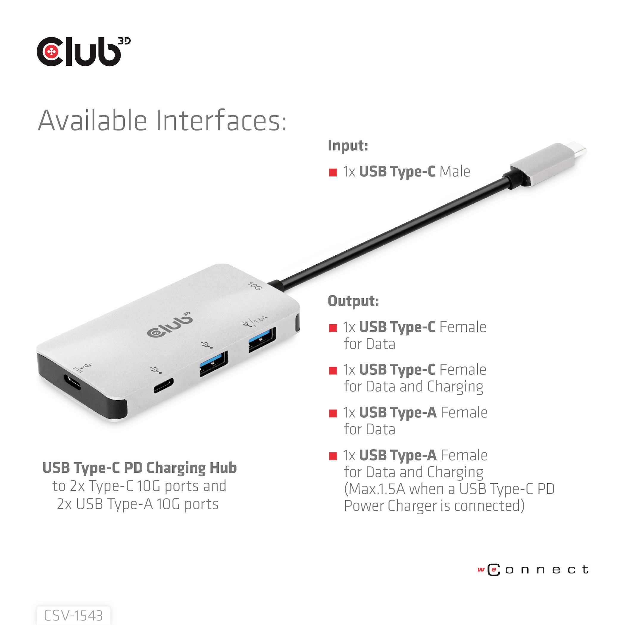 Club3D USB 3.2 Gen 1 (USB 3.0) Adapter [1x USB-C® Stecker - 2x USB-C®, USB 3.2 Gen 2 (USB 3.1)] Adapter USB 3.1 Typ C