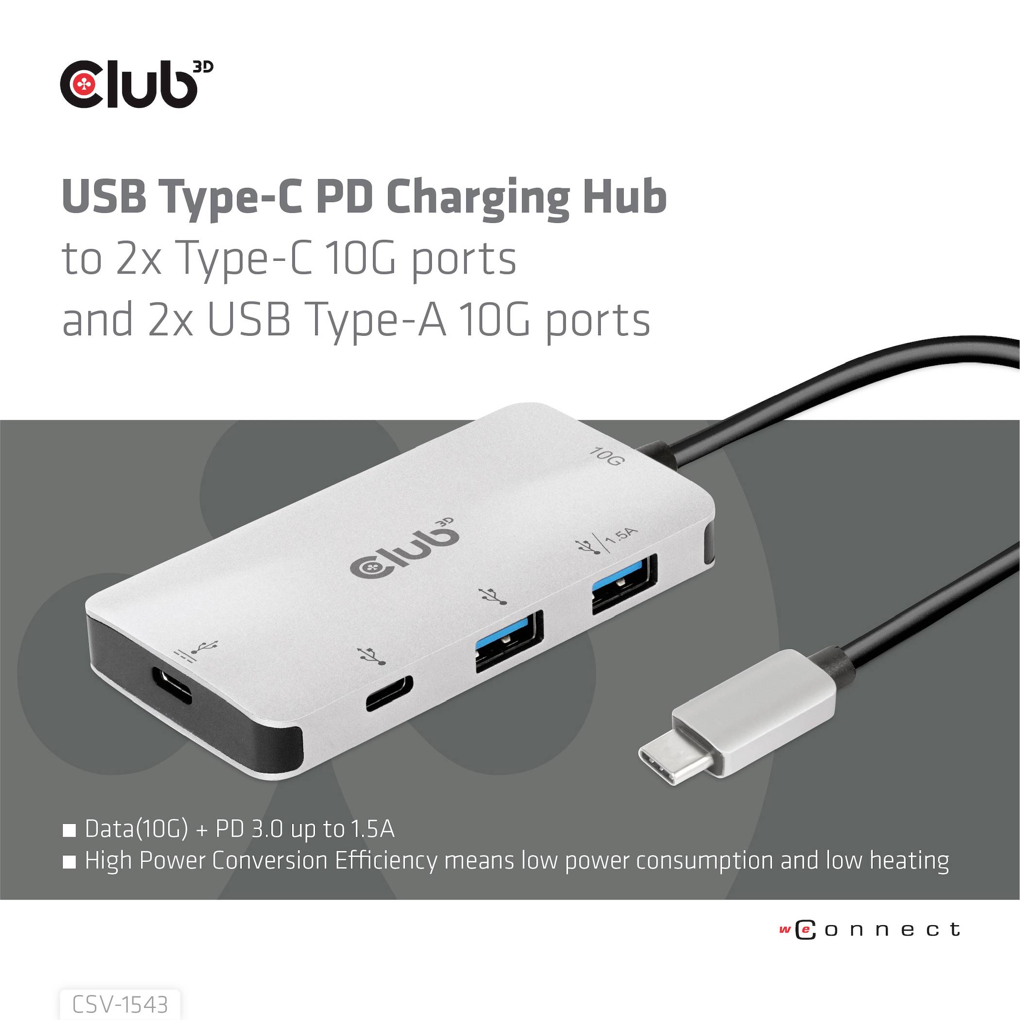 Club3D USB 3.2 Gen 1 (USB 3.0) Adapter [1x USB-C® Stecker - 2x USB-C®, USB 3.2 Gen 2 (USB 3.1)] Adapter USB 3.1 Typ C