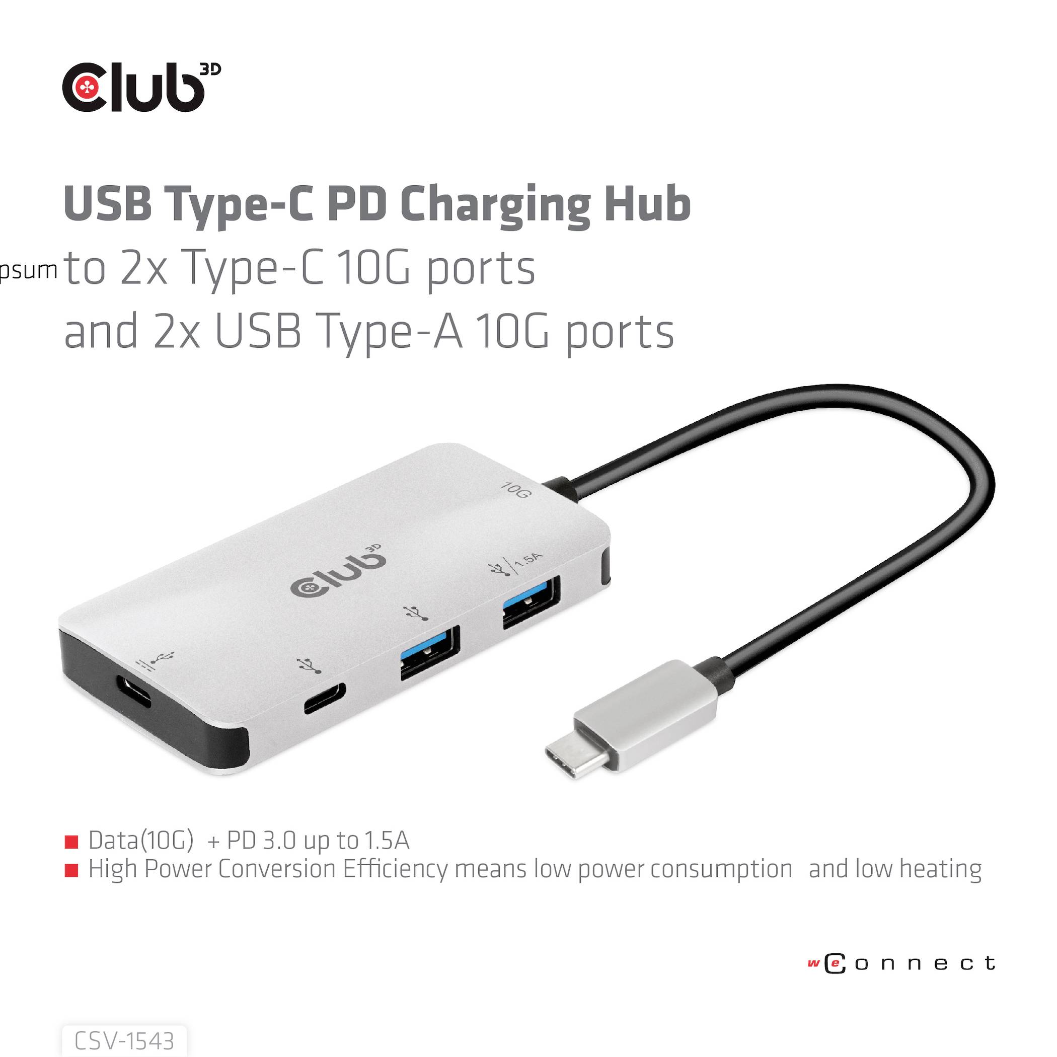 Club3D USB 3.2 Gen 1 (USB 3.0) Adapter [1x USB-C® Stecker - 2x USB-C®, USB 3.2 Gen 2 (USB 3.1)] Adapter USB 3.1 Typ C
