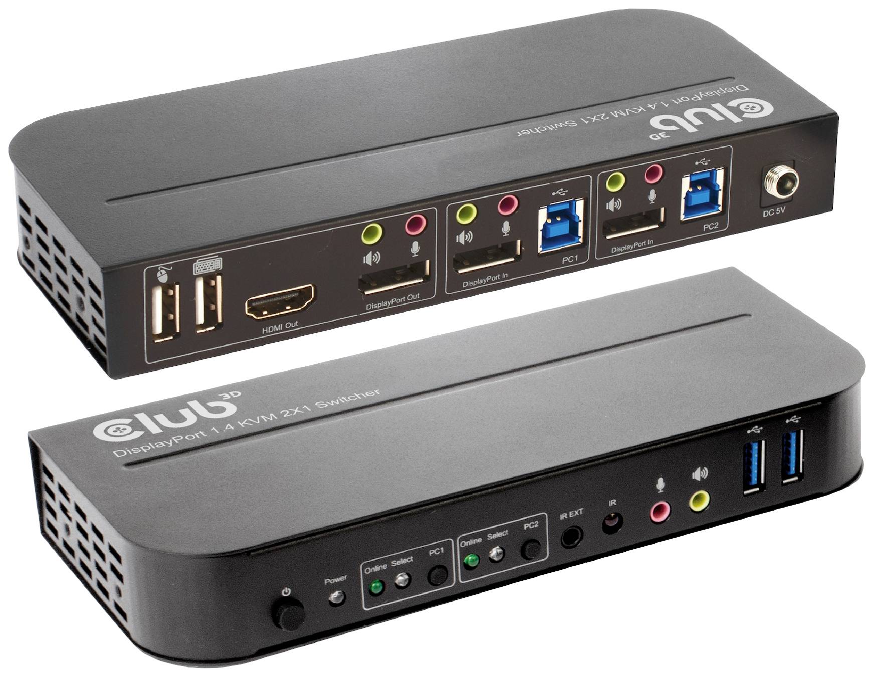 Club3D KVM Switch 4K60Hz KVM-Umschalter HDMI Fernbedienung 4096 x 2160 Pixel