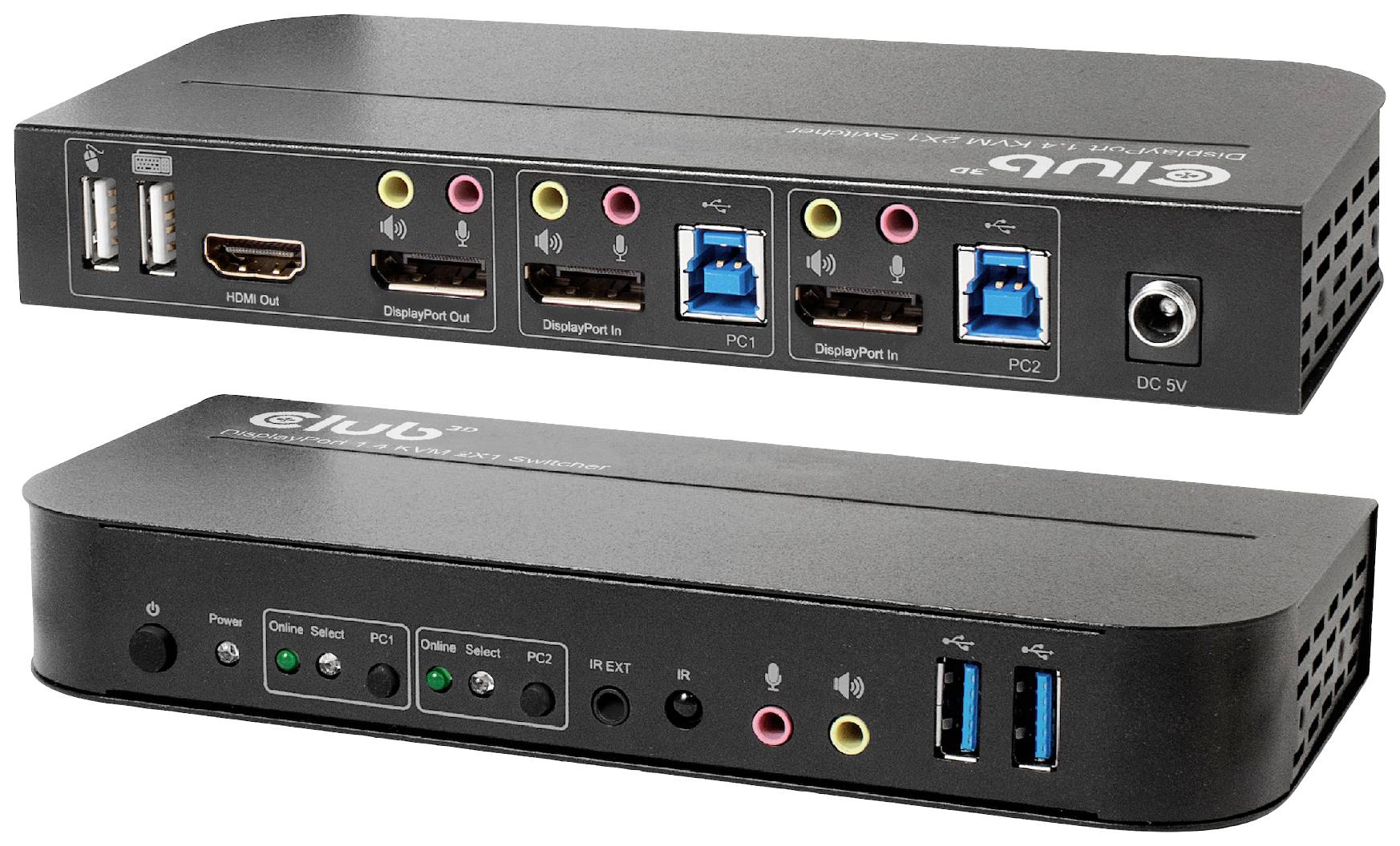 Club3D KVM Switch 4K60Hz KVM-Umschalter HDMI Fernbedienung 4096 x 2160 Pixel