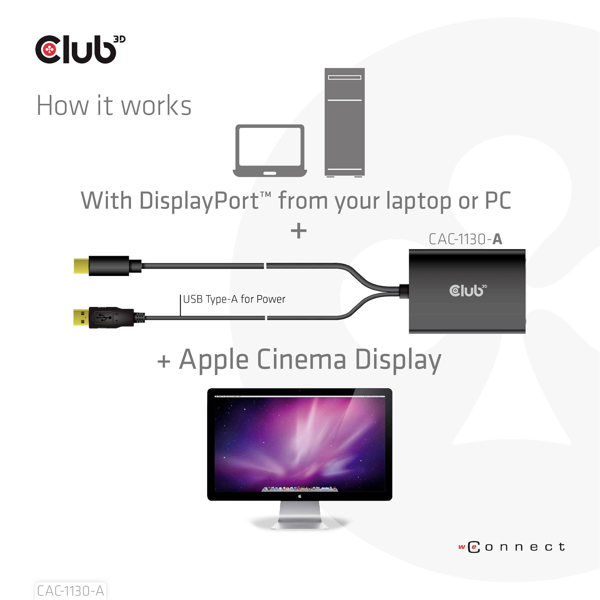 Club3D CAC-1130-A Mini-DisplayPort / DVI Adapter [1x Mini DisplayPort, USB-A - 1x DVI] Schwarz 60cm