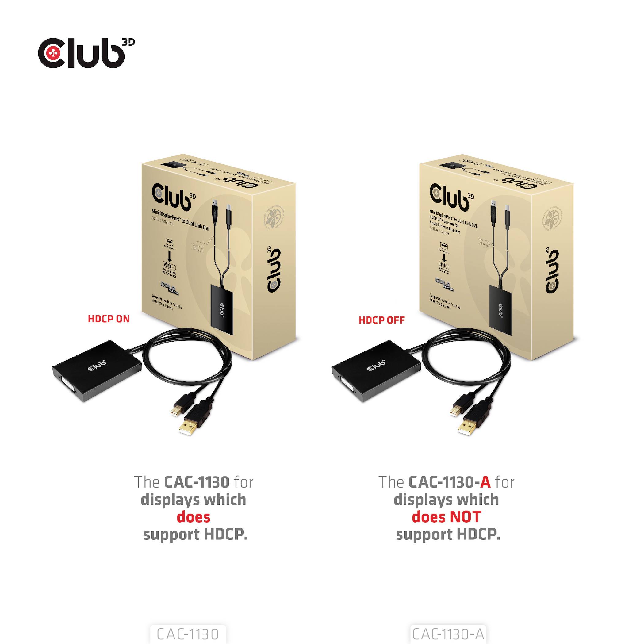 Club3D CAC-1130-A Mini-DisplayPort / DVI Adapter [1x Mini DisplayPort, USB-A - 1x DVI] Schwarz 60cm