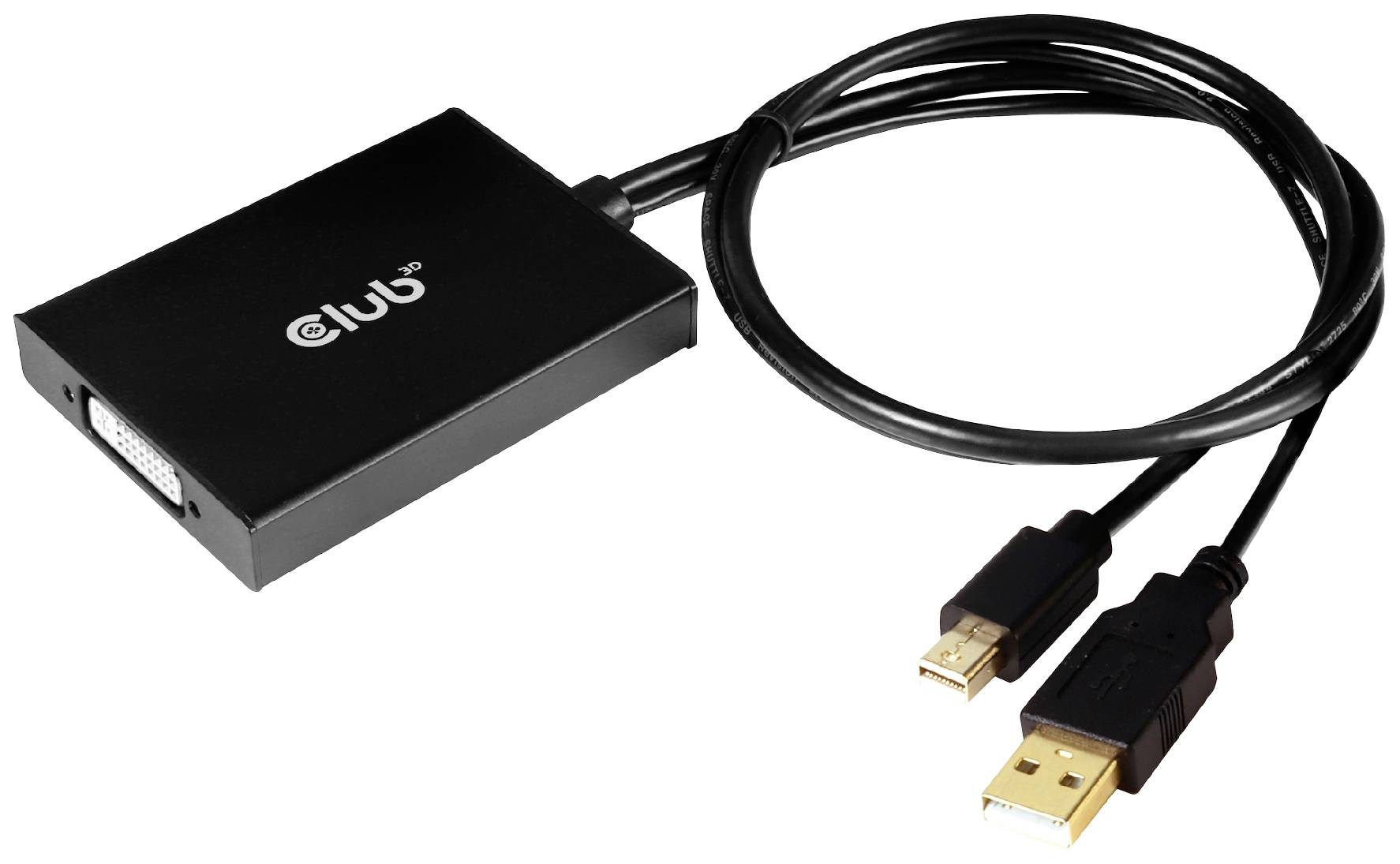 Club3D CAC-1130-A Mini-DisplayPort / DVI Adapter [1x Mini DisplayPort, USB-A - 1x DVI] Schwarz 60cm