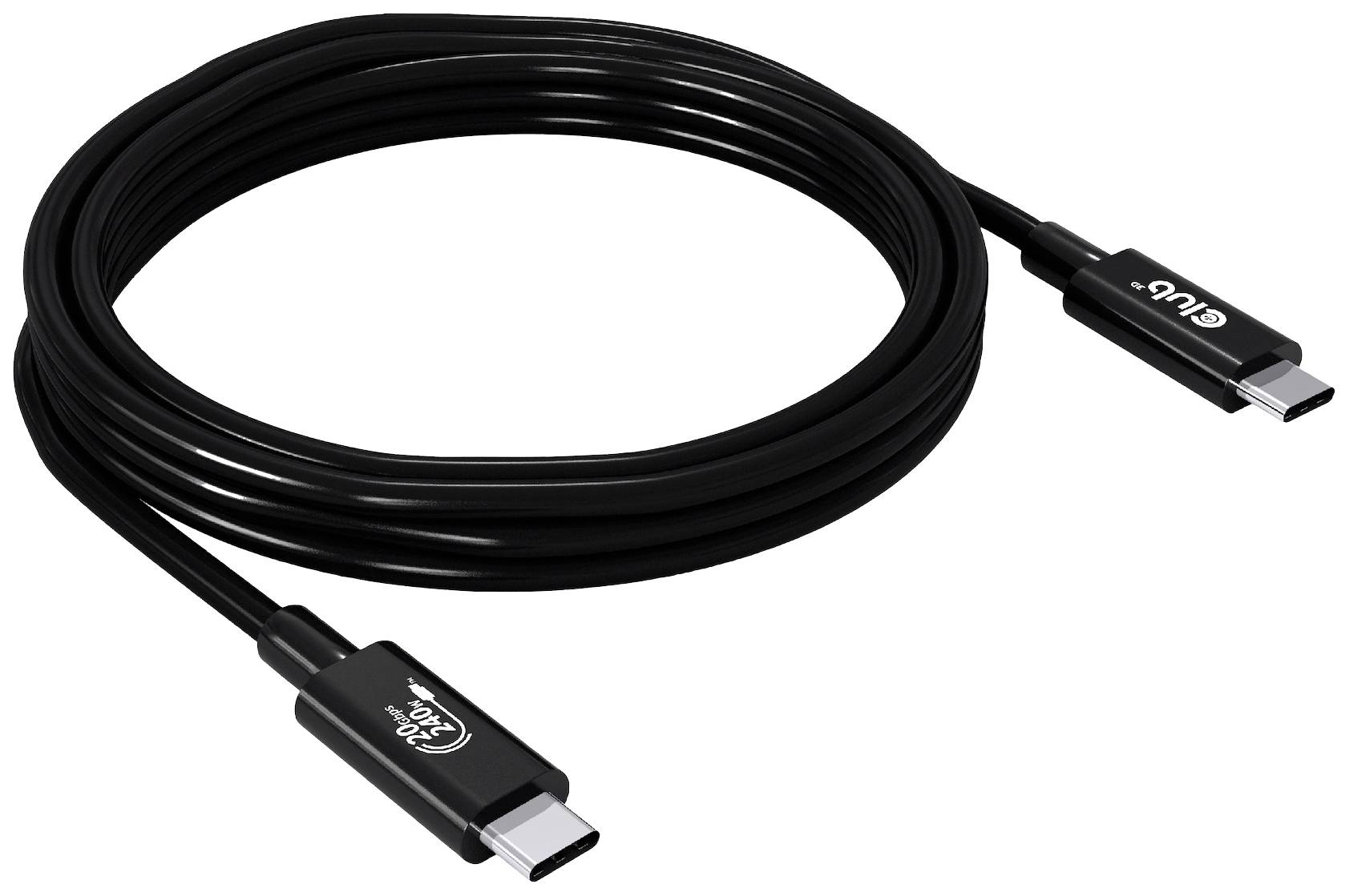 Ein langes, schwarzes USB-C-Kabel, geeignet für den Anschluss von Geräten wie Smartphones, Laptops oder Tablets zur Datenübertragung.