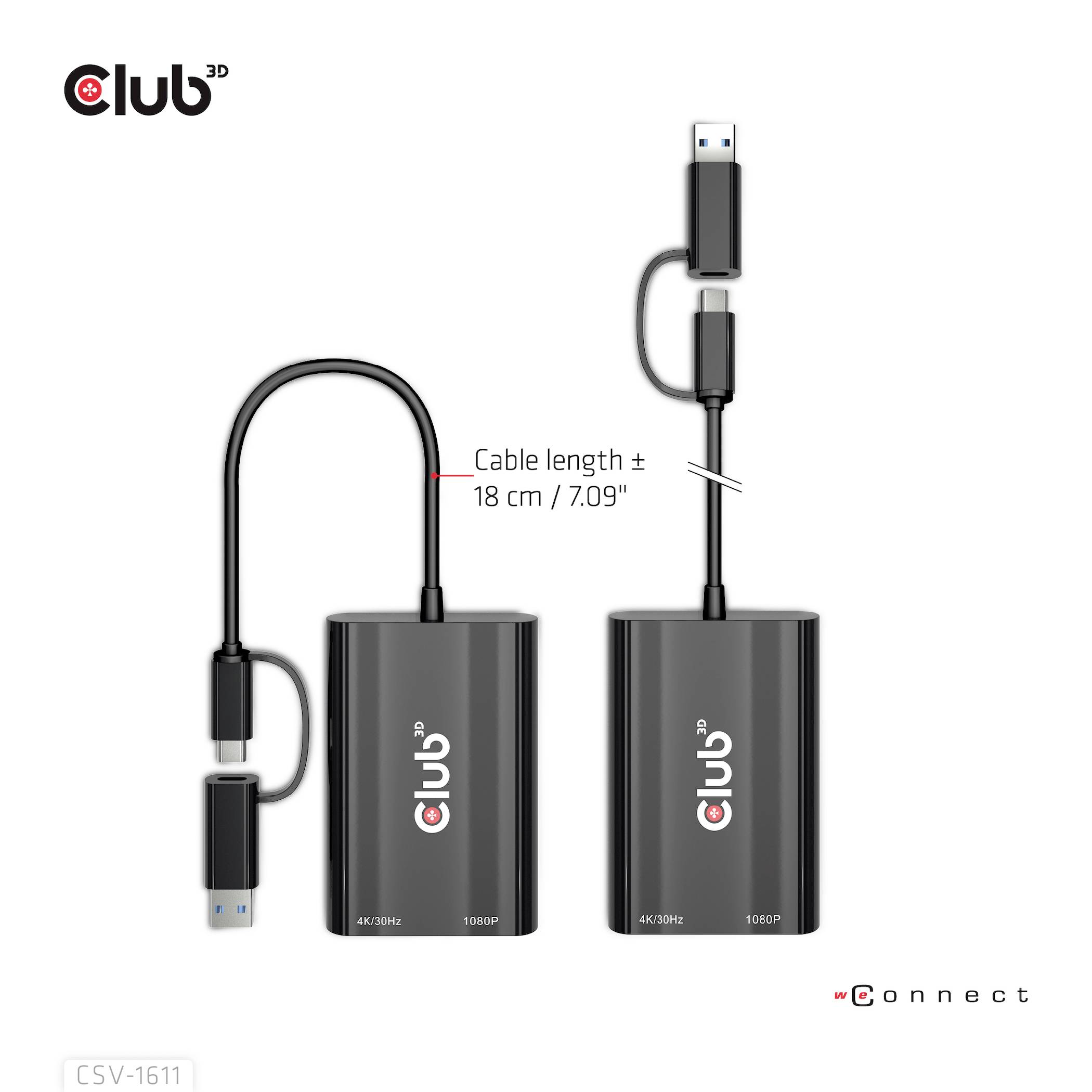Club3D USB 3.2 Gen 1 (USB 3.0) Adapter [1x USB-A, USB-C® - 1x HDMI-Buchse, VGA-Buchse] Adapter USB Typ C/A - HDMI / VGA