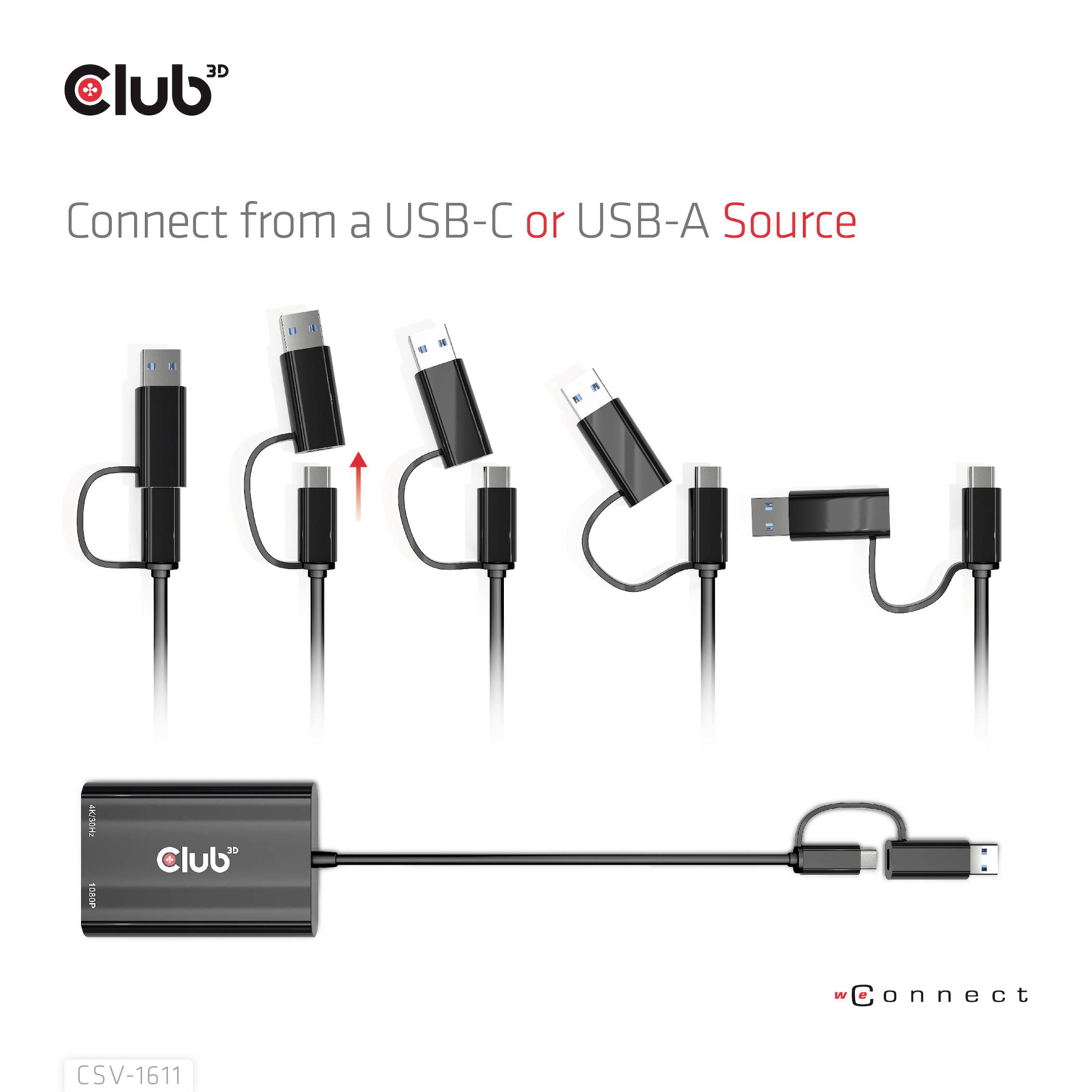 Club3D USB 3.2 Gen 1 (USB 3.0) Adapter [1x USB-A, USB-C® - 1x HDMI-Buchse, VGA-Buchse] Adapter USB Typ C/A - HDMI / VGA