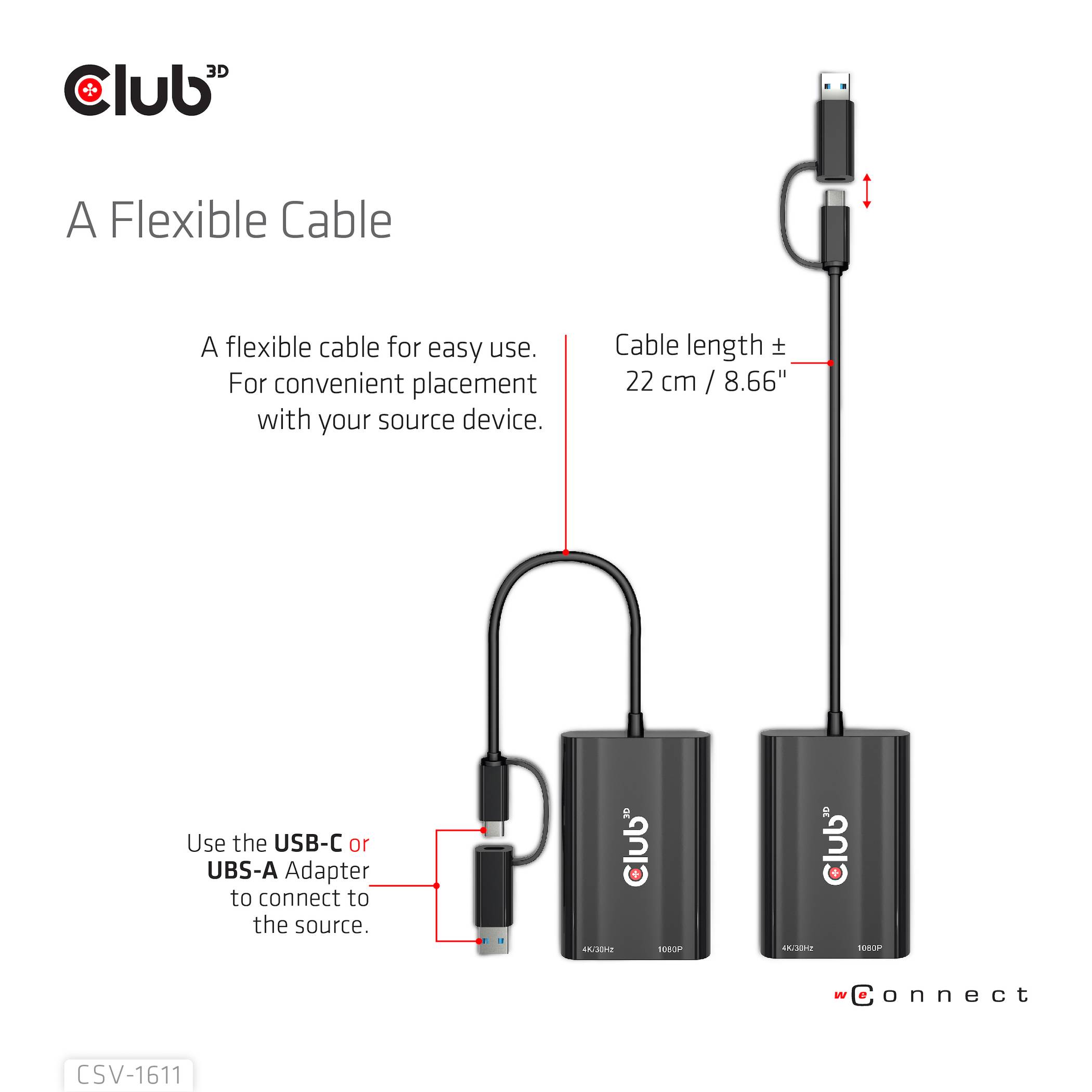 Club3D USB 3.2 Gen 1 (USB 3.0) Adapter [1x USB-A, USB-C® - 1x HDMI-Buchse, VGA-Buchse] Adapter USB Typ C/A - HDMI / VGA