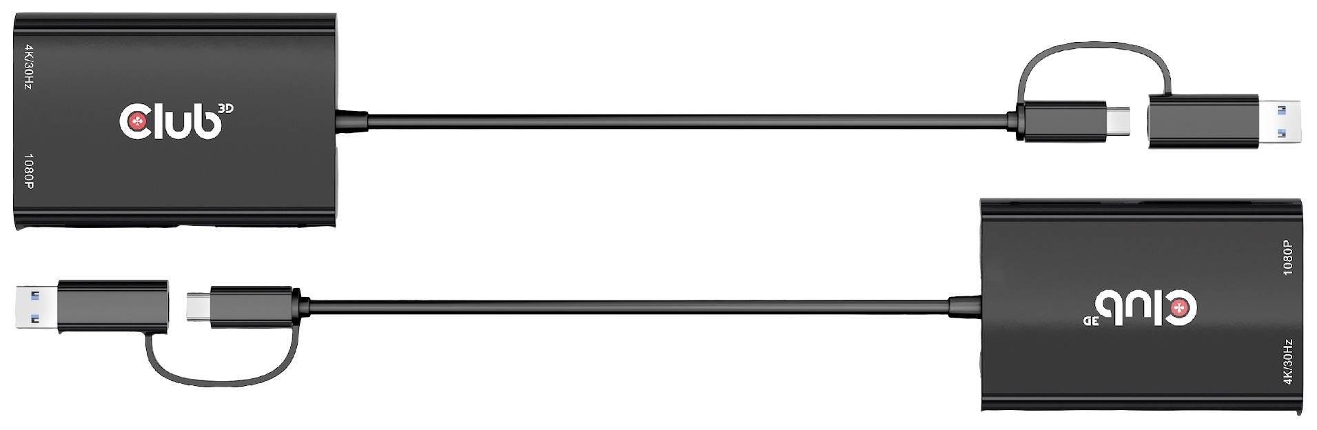 Club3D USB 3.2 Gen 1 (USB 3.0) Adapter [1x USB-A, USB-C® - 1x HDMI-Buchse, VGA-Buchse] Adapter USB Typ C/A - HDMI / VGA