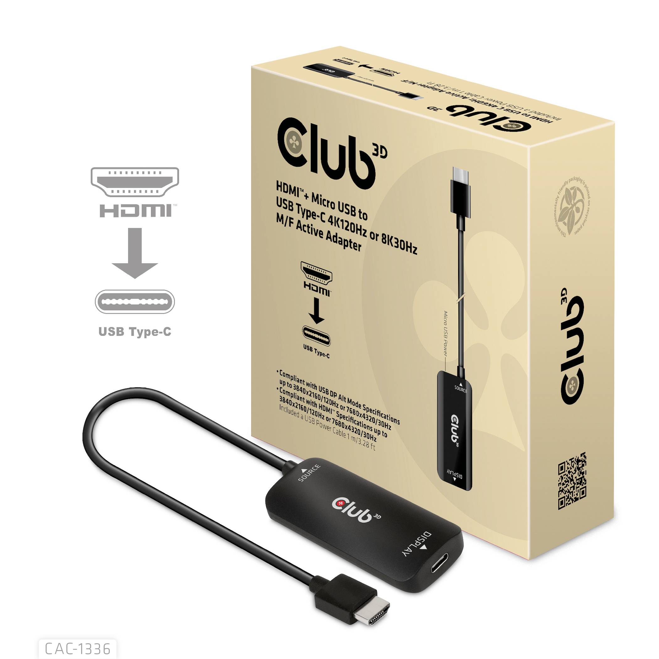 Club3D USB Adapter [1x HDMI-Buchse, Micro-USB - 1x USB-C® Buchse] Adapter HDMI + MicroUSB - USB-C 1m