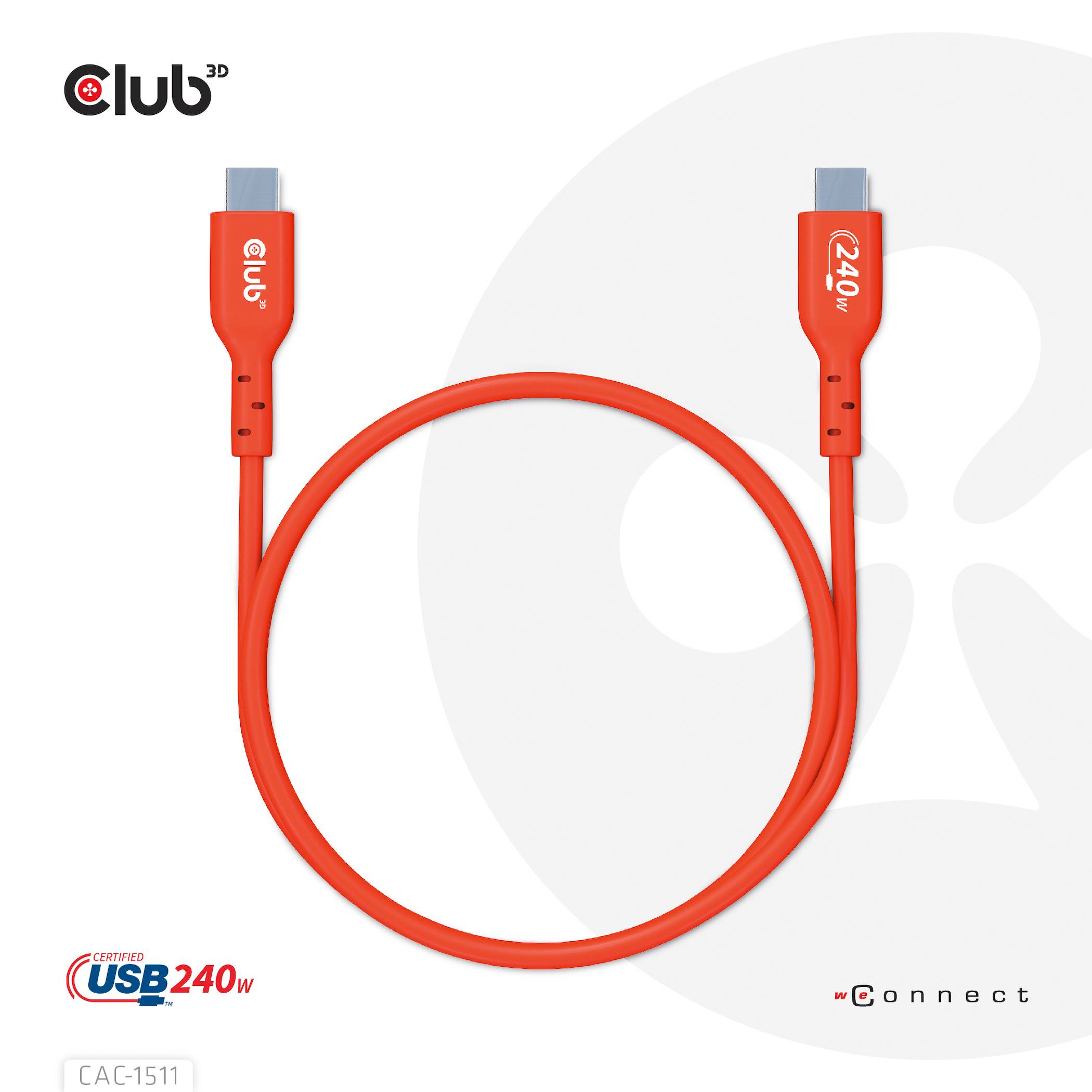 Club3D USB-C® Kabel USB 2.0 USB-C® Stecker 1.00 m Orange CAC-1511