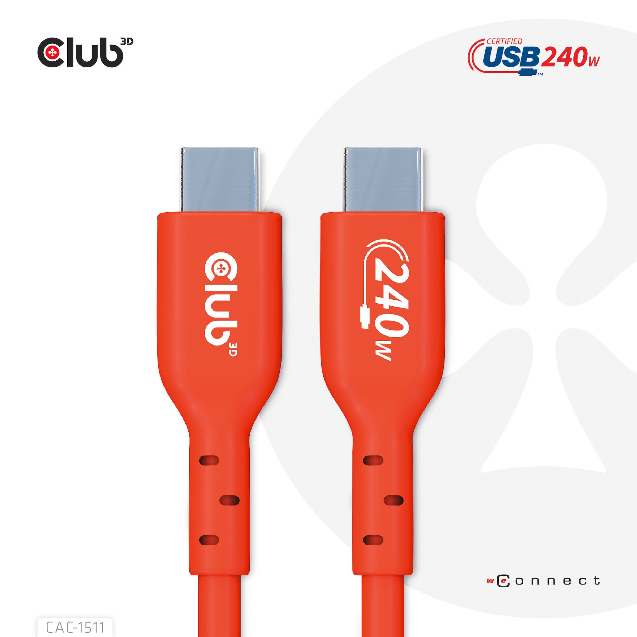 Club3D USB-C® Kabel USB 2.0 USB-C® Stecker 1.00 m Orange CAC-1511