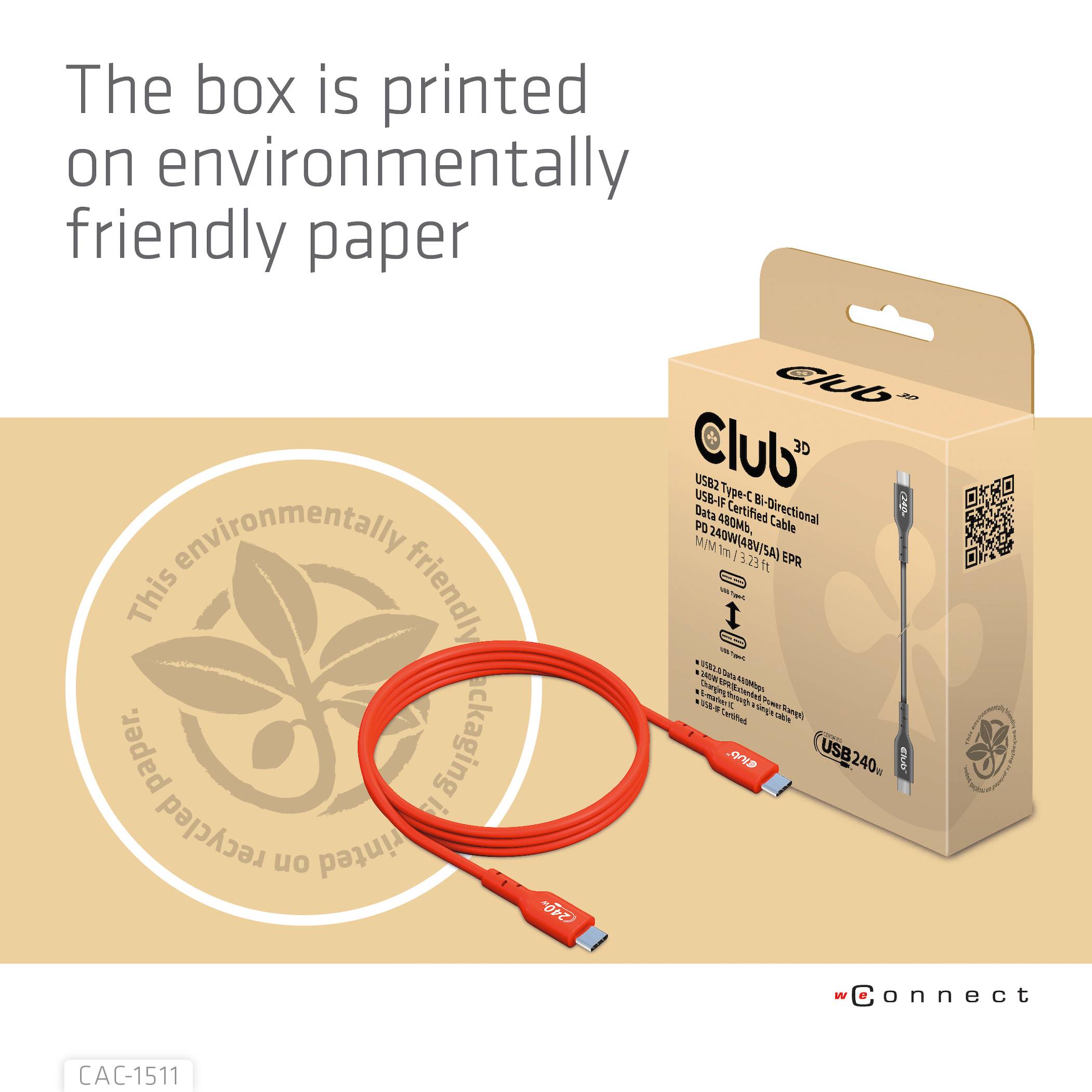 Club3D USB-C® Kabel USB 2.0 USB-C® Stecker 4.00 m Orange CAC-1515