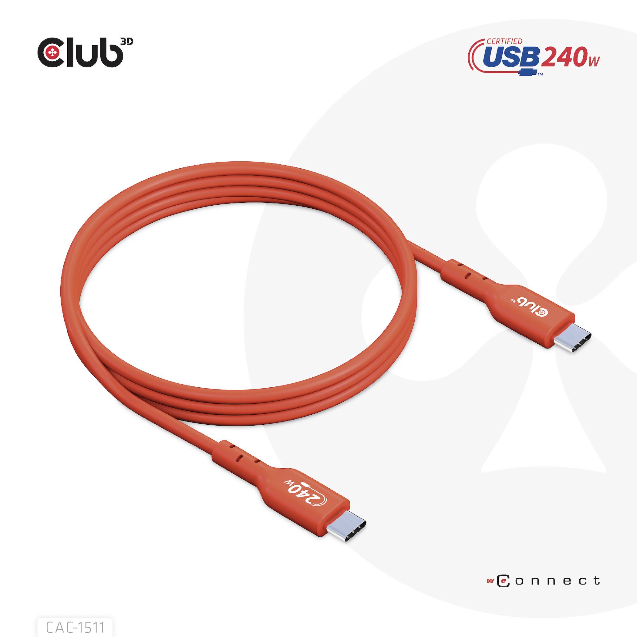 Club3D USB-C® Kabel USB 2.0 USB-C® Stecker 4.00 m Orange CAC-1515