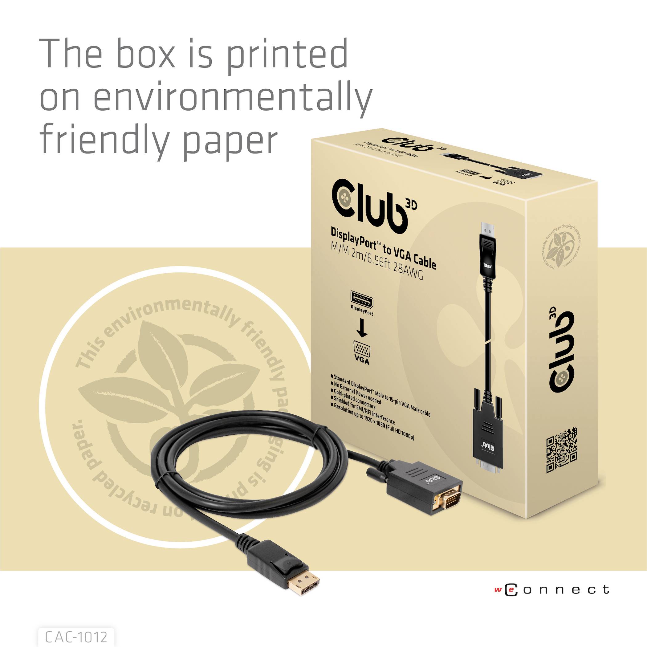 Club3D DisplayPort / VGA Anschlusskabel DisplayPort Stecker, VGA 15pol. Stecker 2.00m Schwarz CAC-1012 DisplayPort-Kabel