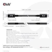 Club3D USB-C® Kabel USB4® USB-C® Stecker 2.00m Schwarz CAC-1578 Club3D USB-C® Kabel USB4® USB-C® Stecker 2.00m Schwarz CAC-1578