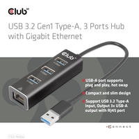Club3D CSV-1430A USB 3.2 Gen 1 (USB 3.0) / RJ45 Adapter Schwarz 18cm Club3D CSV-1430A USB 3.2 Gen 1 (USB 3.0) / RJ45 Adapter Schwarz 18cm