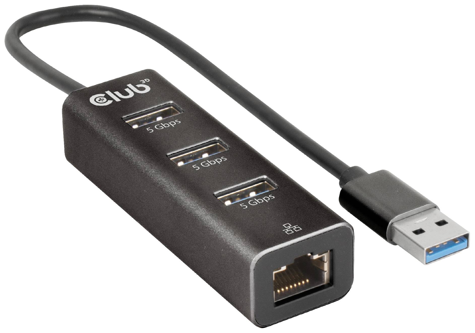 Club3D CSV-1430A USB 3.2 Gen 1 (USB 3.0) / RJ45 Adapter Schwarz 18cm