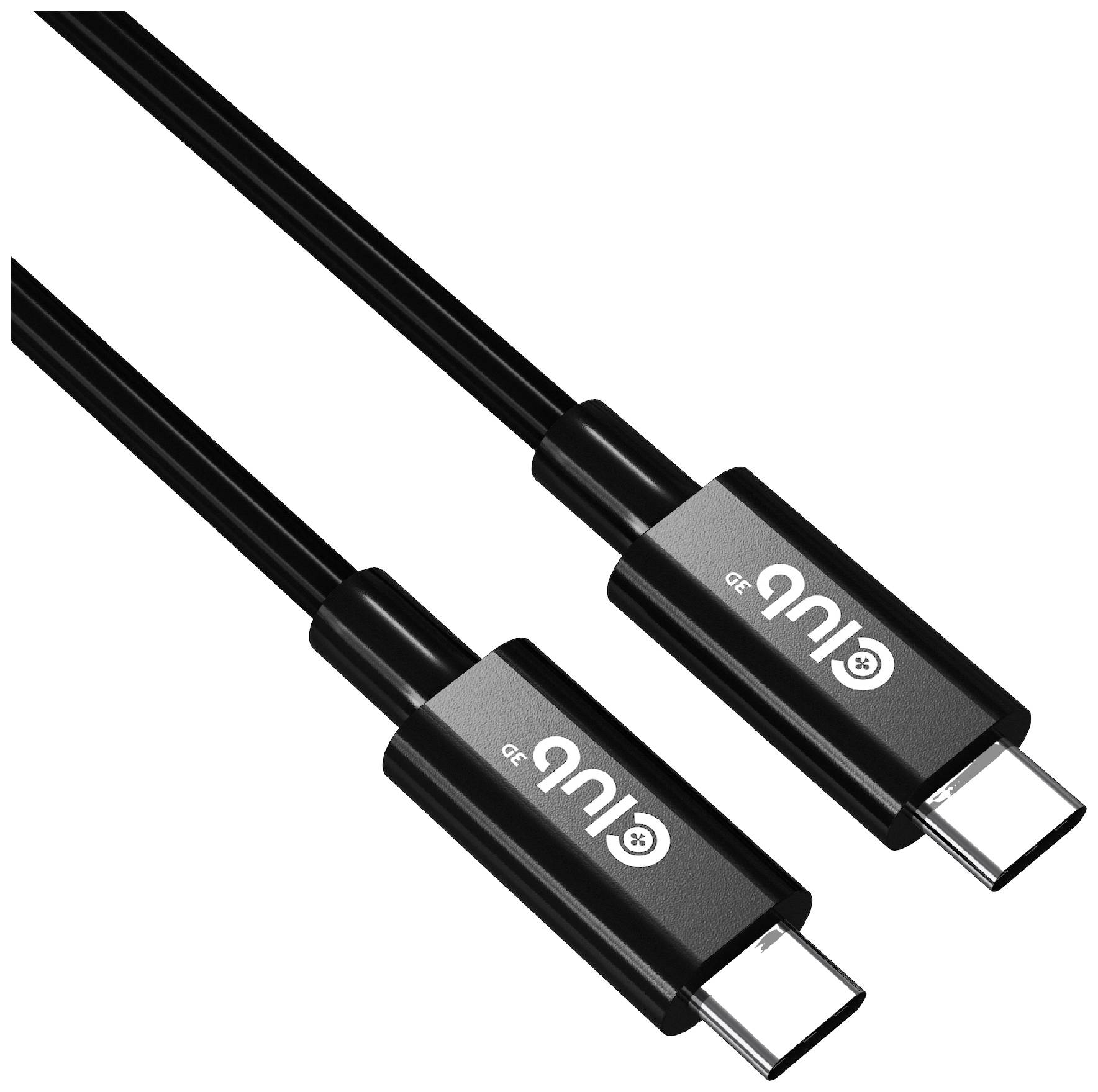 Schwarzes USB-C-Kabel mit zwei Steckern, geeignet zum Aufladen und Datentransfer zwischen kompatiblen Geräten.