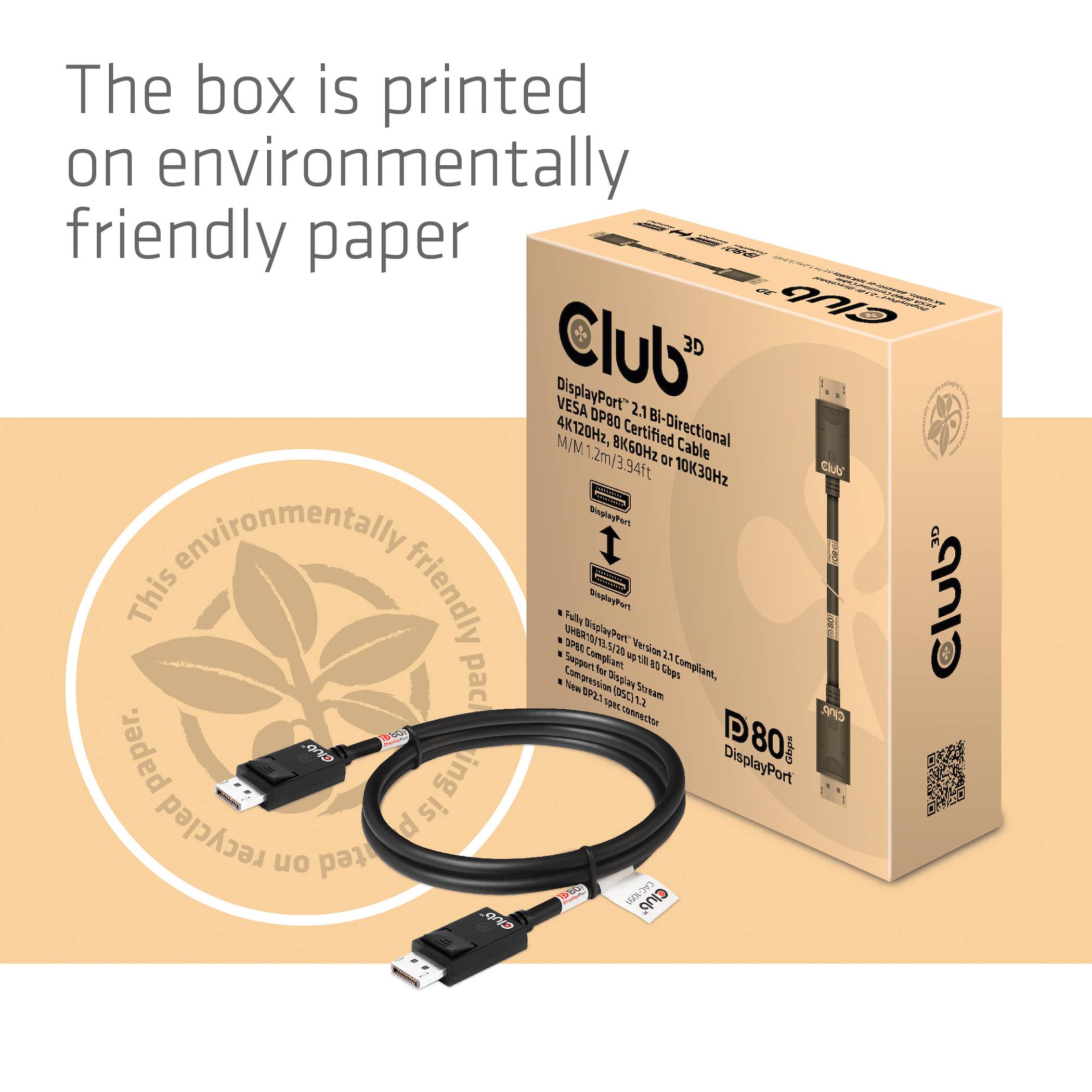 Club3D DisplayPort Anschlusskabel DisplayPort Stecker 1.20m Schwarz CAC-1091 DisplayPort-Kabel