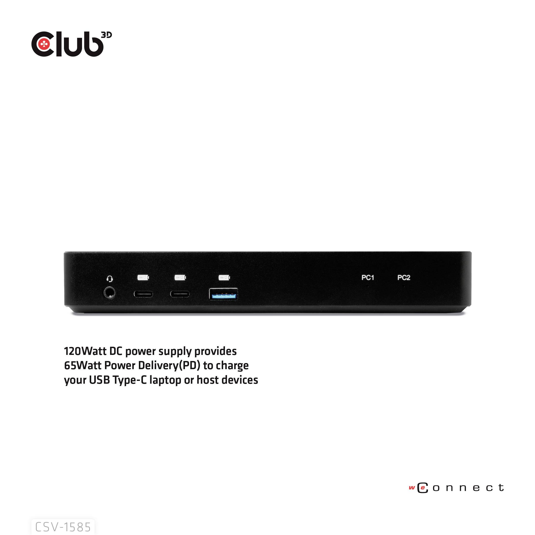 club3D KVM Switch 4K60Hz KVM-Umschalter HDMI, Display-Port Fernbedienung 3840 x 2160 Pixel
