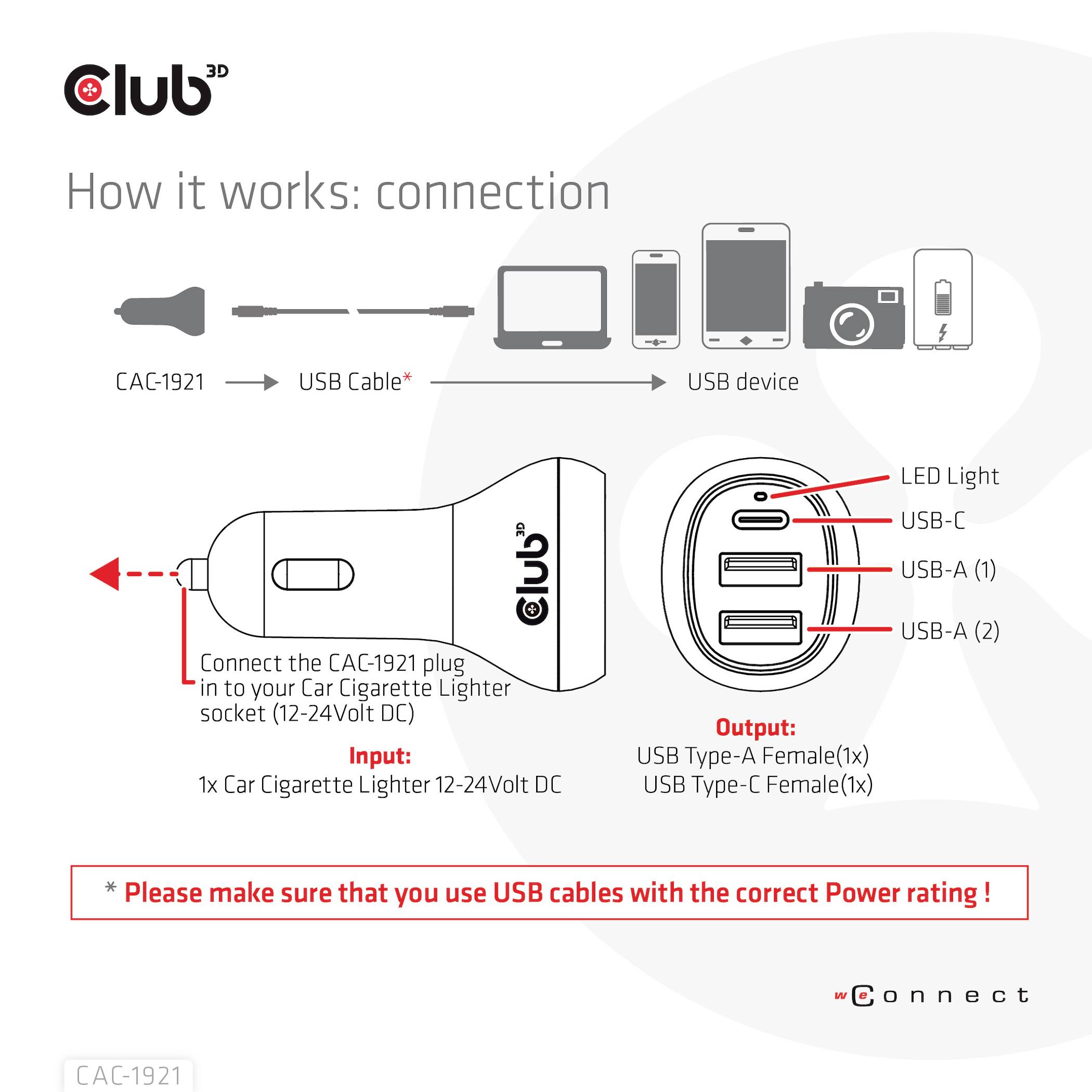 Club3D CAC-1921 USB Ladegerät 36W 2x USB-A, 1x USB-C® Schwarz Innenbereich