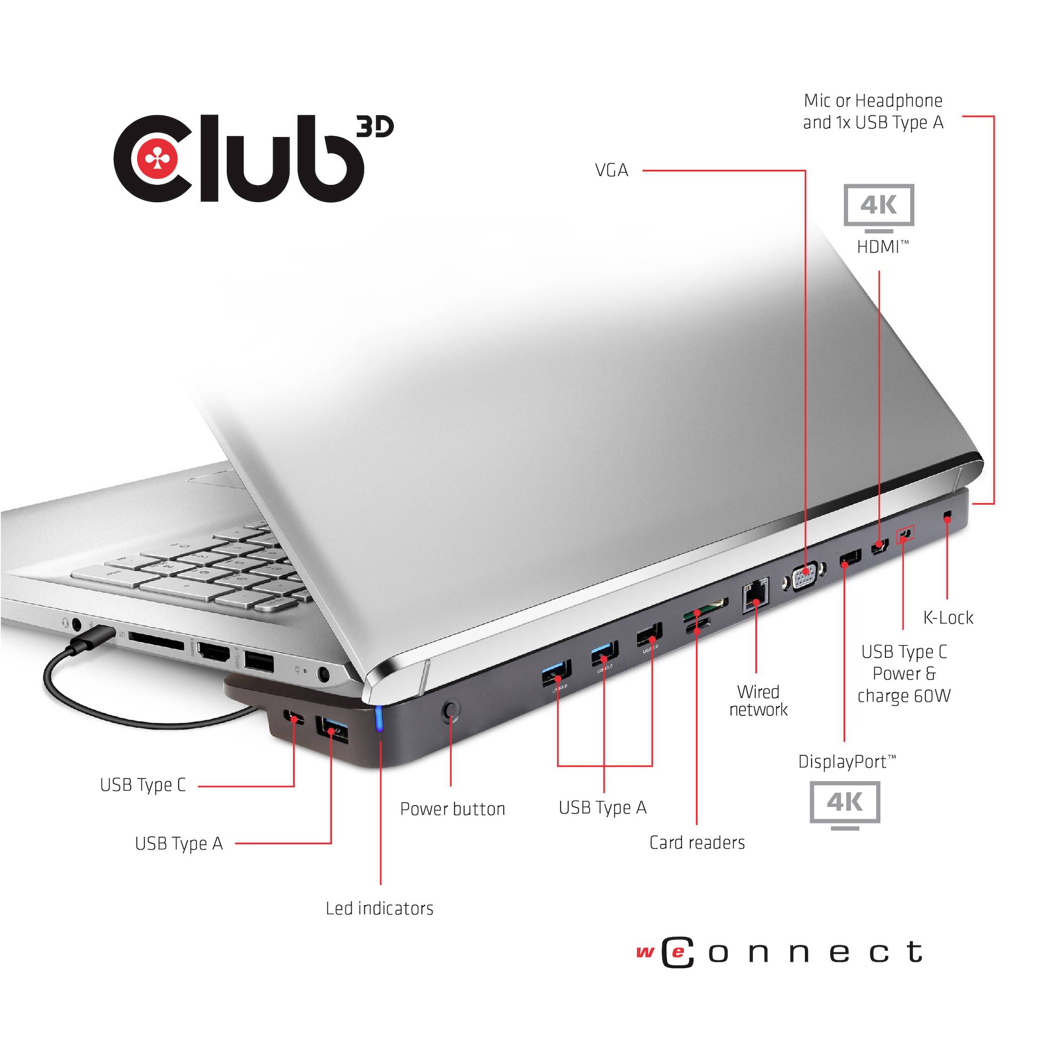 Club3D USB-C® Dockingstation ChargingDock USB-C Passend für Marke Dockingstations: Club 3D USB-C® Power Delivery, integrierter