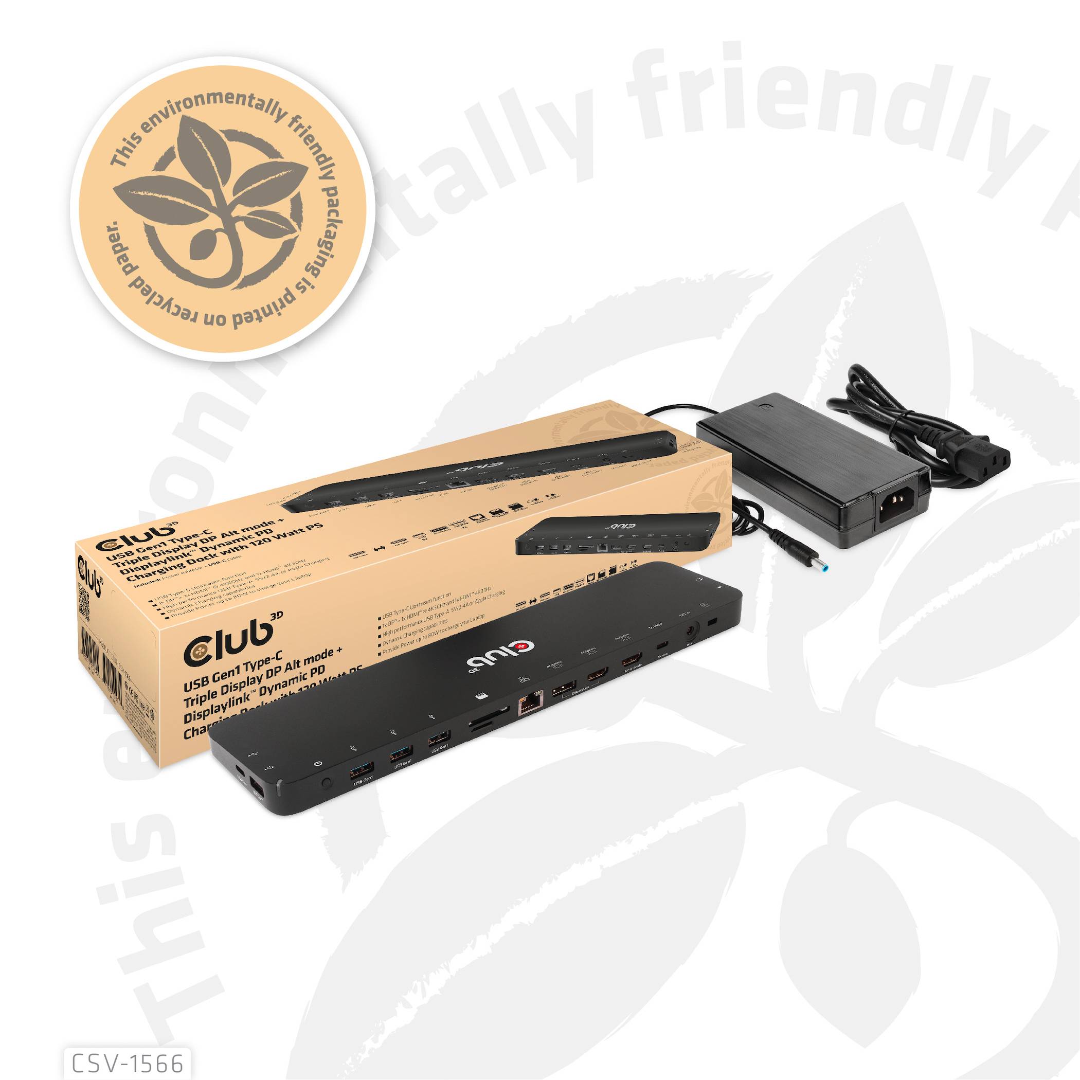 Club3D USB-C® Dockingstation 4K ChargingDock USB-C Passend für Marke Dockingstations: Club 3D integrierter Kartenleser, USB-C®