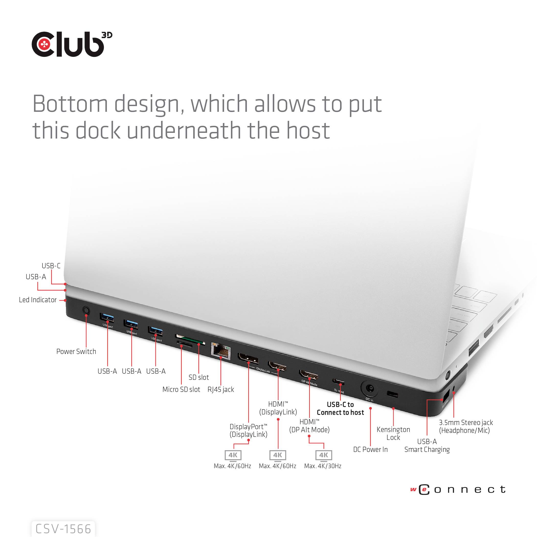 Club3D USB-C® Dockingstation 4K ChargingDock USB-C Passend für Marke Dockingstations: Club 3D integrierter Kartenleser, USB-C®