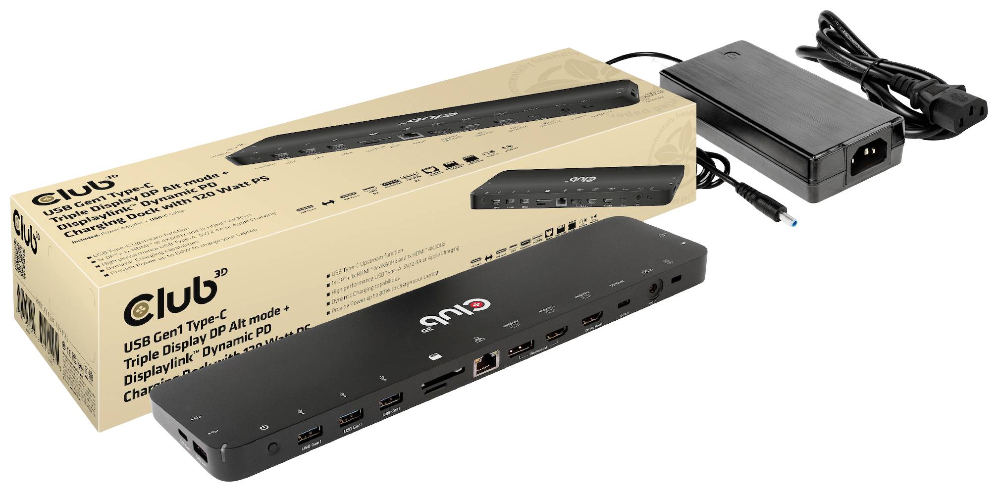 Club3D USB-C® Dockingstation 4K ChargingDock USB-C Passend für Marke Dockingstations: Club 3D integrierter Kartenleser, USB-C®