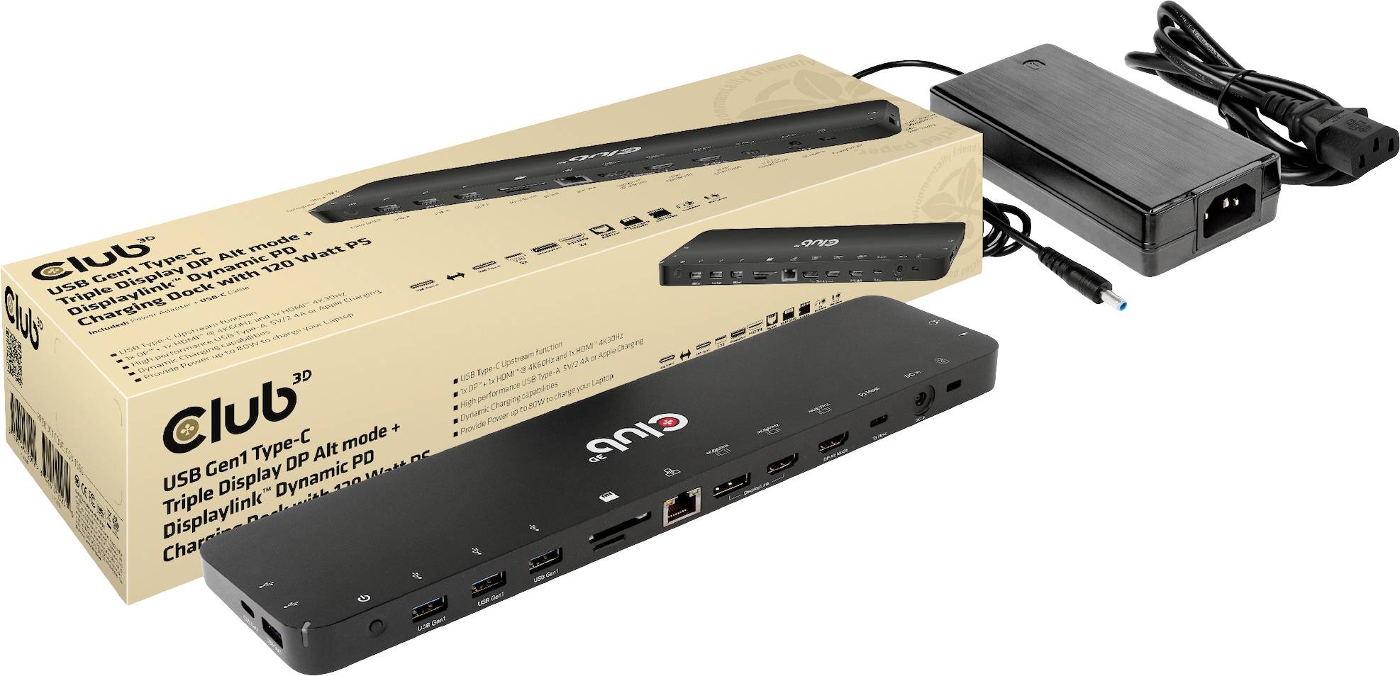 Club3D USB-C® Dockingstation 4K ChargingDock USB-C Passend für Marke Dockingstations: Club 3D integrierter Kartenleser, USB-C®