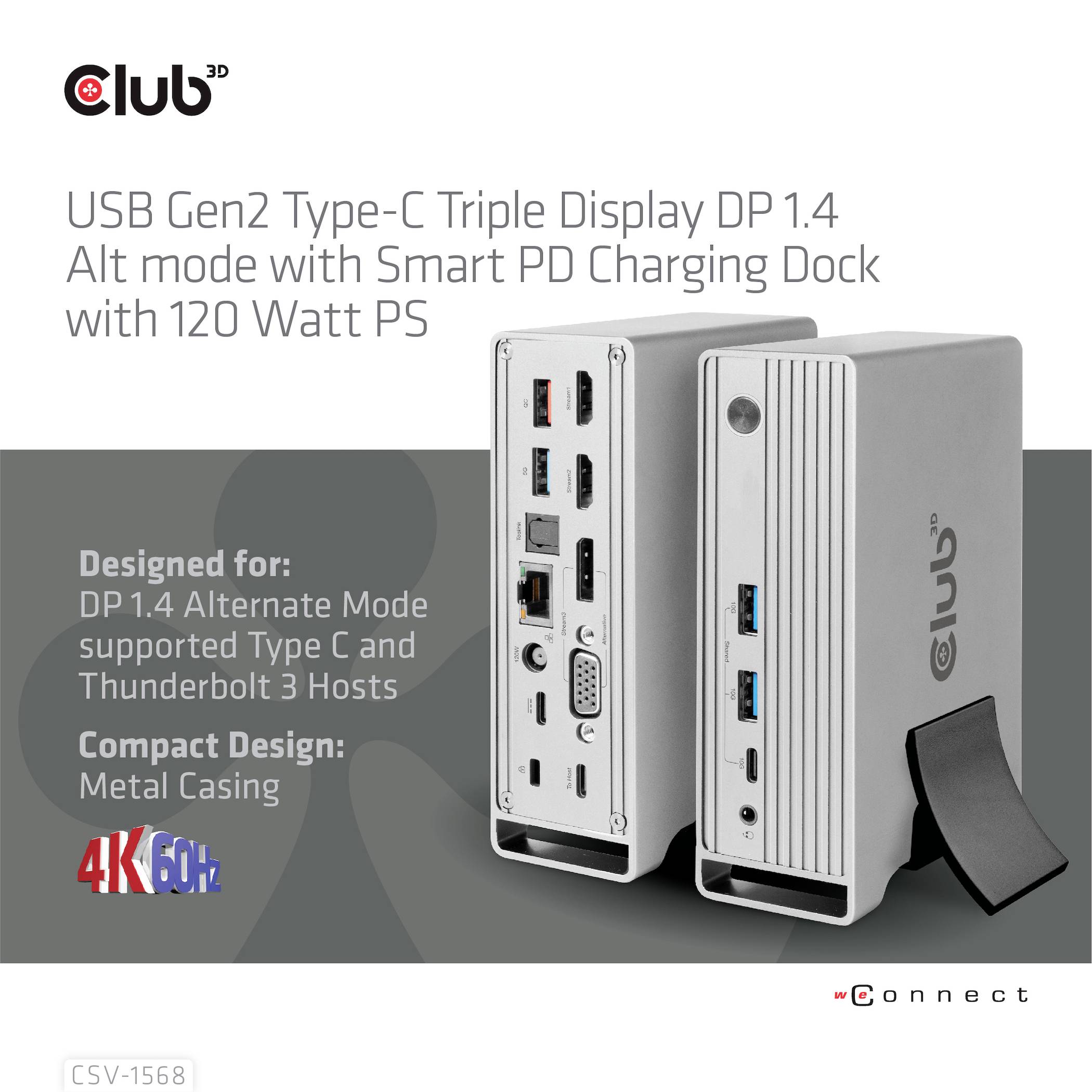 Club3D USB-C® Dockingstation 4K ChargingDock USB-C Passend für Marke Dockingstations: Club 3D USB-C® Power Delivery