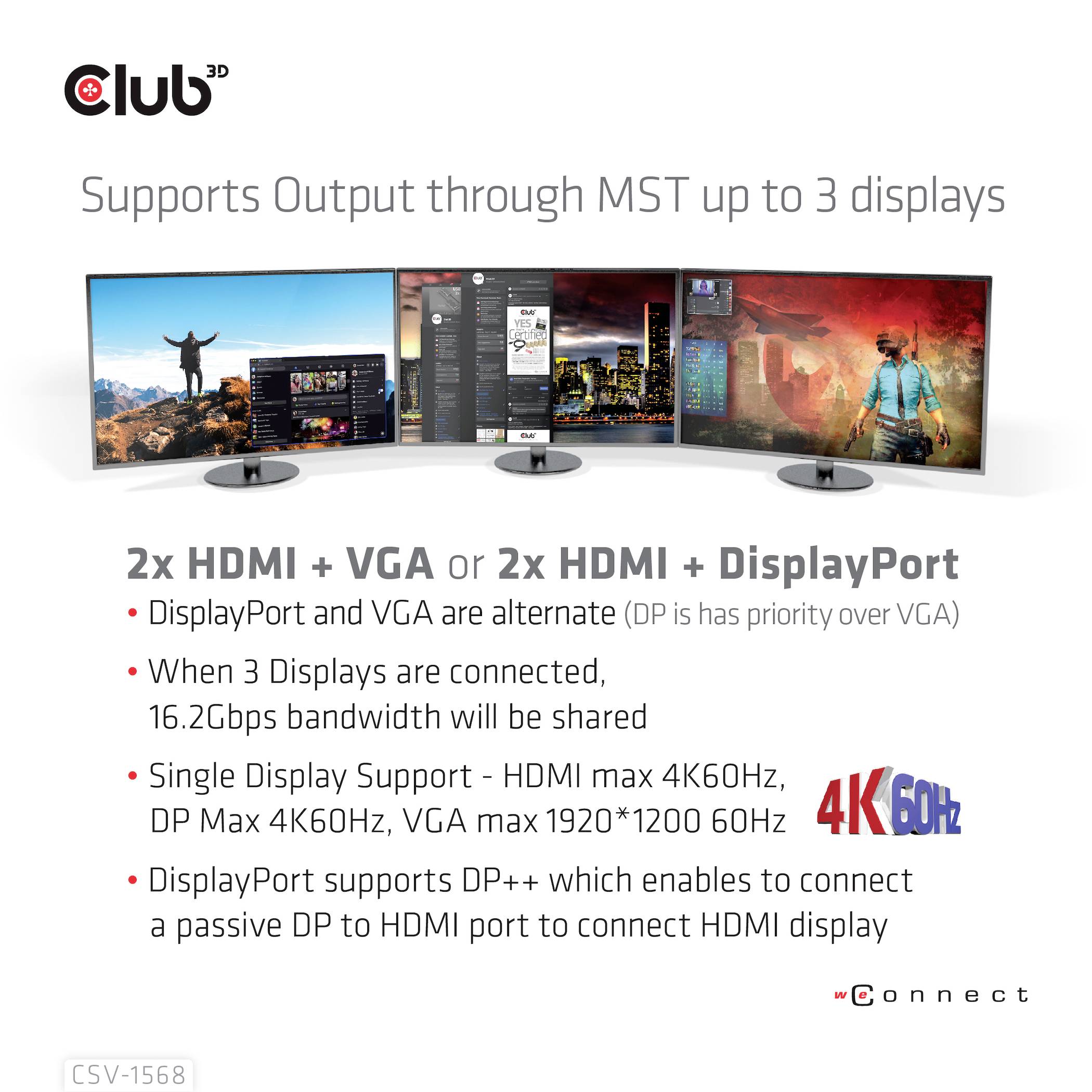 Club3D USB-C® Dockingstation 4K ChargingDock USB-C Passend für Marke Dockingstations: Club 3D USB-C® Power Delivery