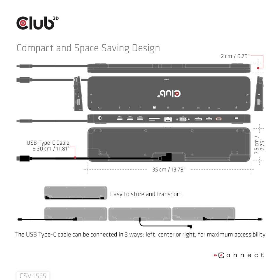 Club3D USB-C® Dockingstation 4K ChargingDock USB-C Passend für Marke Dockingstations: Club 3D USB-C® Power Delivery