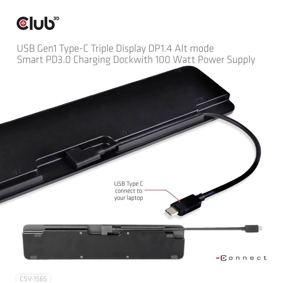 Club3D USB-C® Dockingstation 4K ChargingDock USB-C Passend für Marke Dockingstations: Club 3D USB-C® Power Delivery