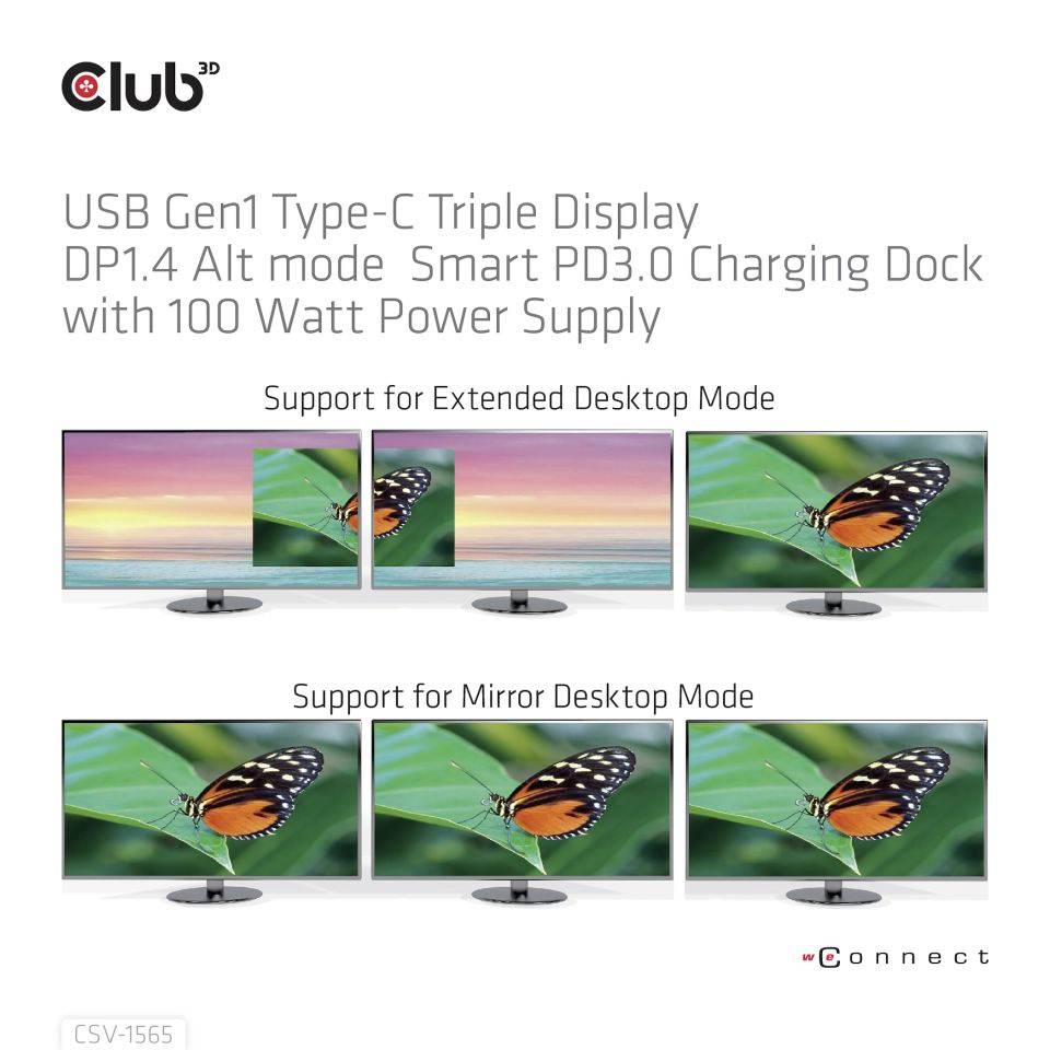 Club3D USB-C® Dockingstation 4K ChargingDock USB-C Passend für Marke Dockingstations: Club 3D USB-C® Power Delivery