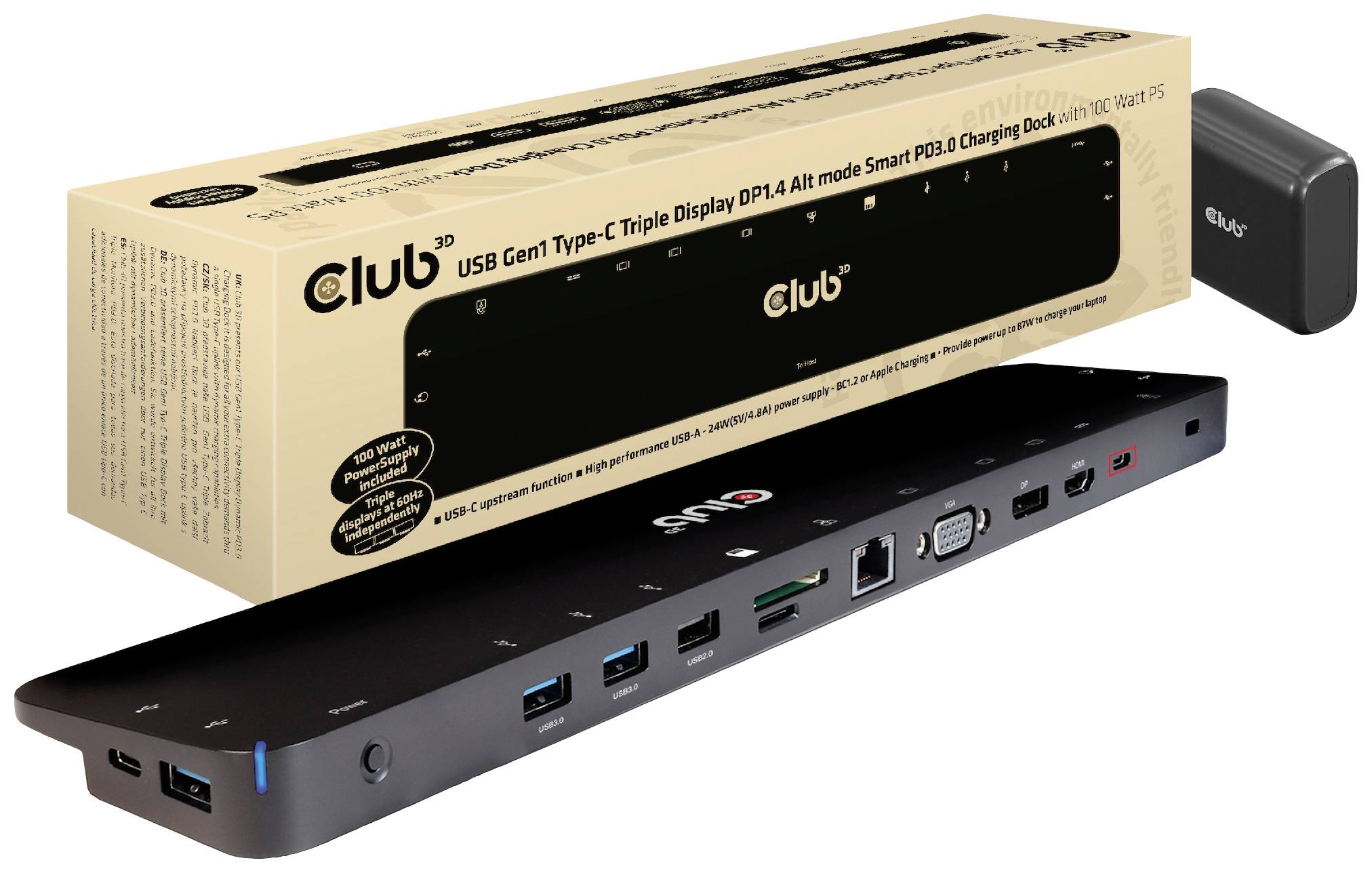 Club3D USB-C® Dockingstation 4K ChargingDock USB-C Passend für Marke Dockingstations: Club 3D USB-C® Power Delivery