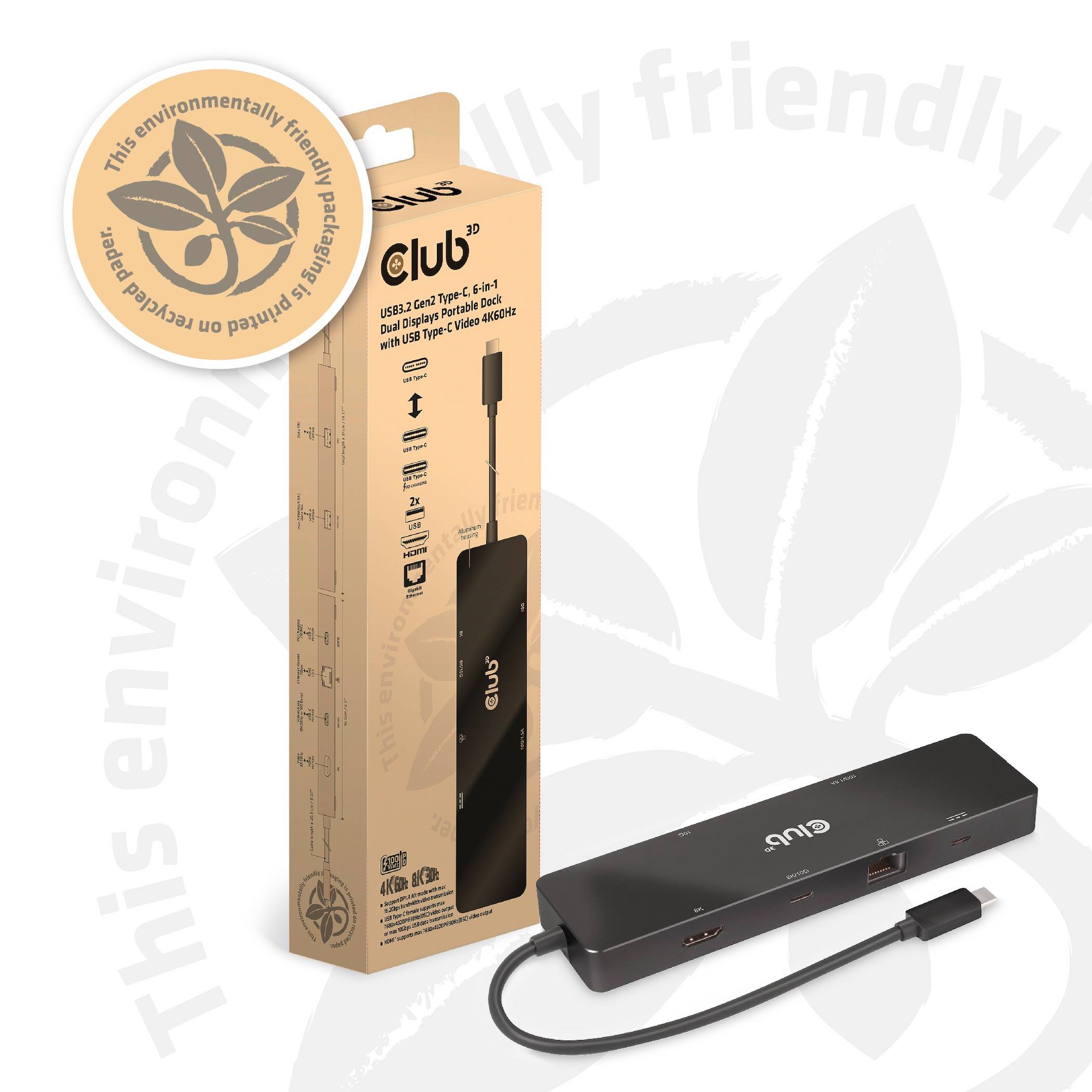 Club3D USB-C® Dockingstation USB-C Dock Passend für Marke Dockingstations: Club 3D USB-C® Power Delivery