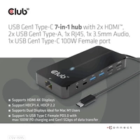 Club3D USB-C® Dockingstation USB-7-in1-HUB USB-C Passend für Marke Dockingstations: Club 3D Club3D USB-C® Dockingstation USB-7-in1-HUB USB-C Passend für Marke Dockingstations: Club 3D