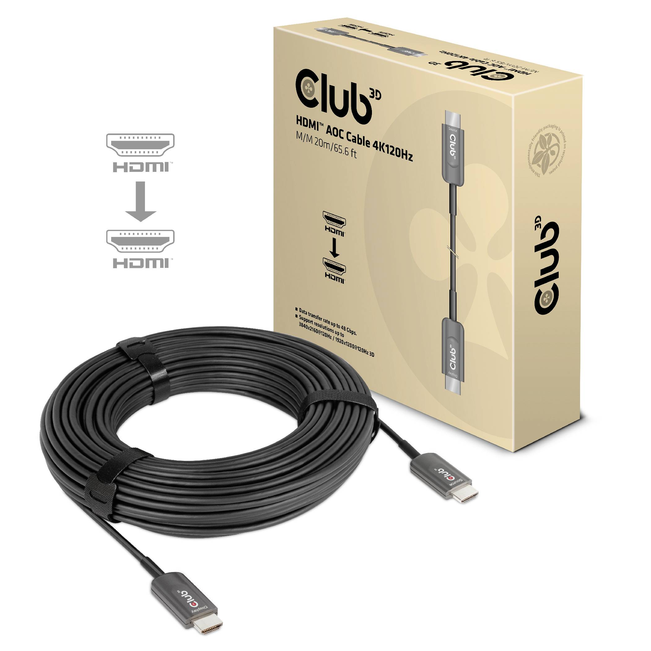 Club3D HDMI Anschlusskabel HDMI-A Stecker 20.00m Schwarz CAC-1379 HDMI-Kabel