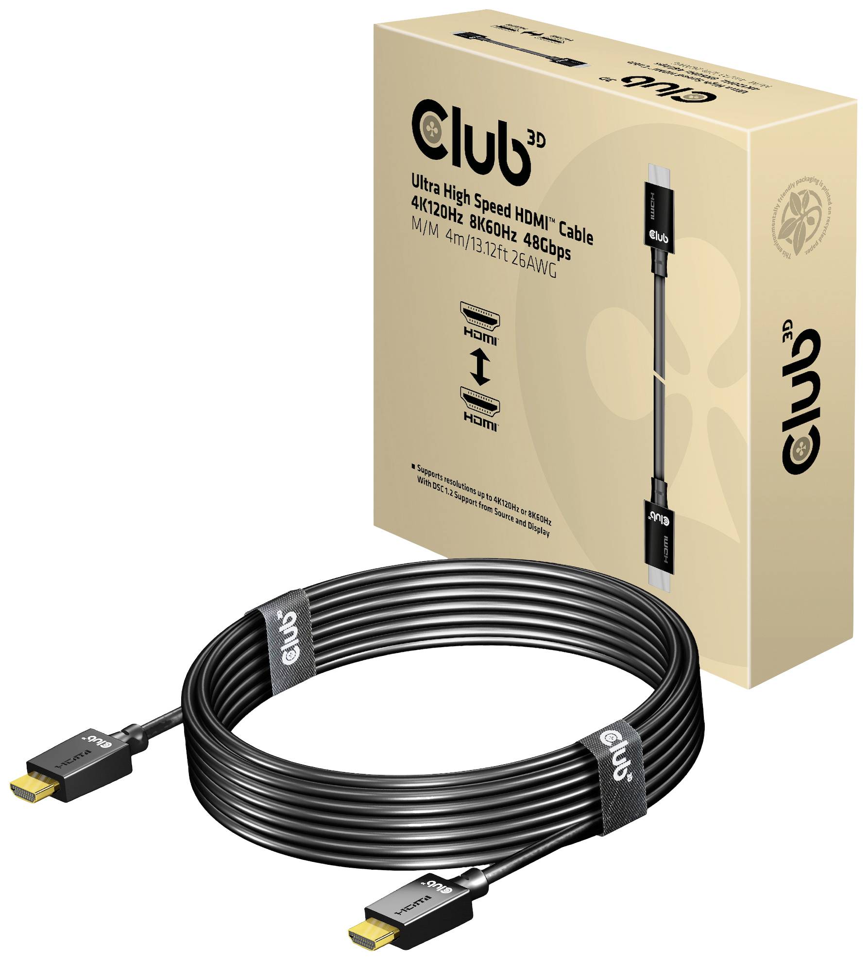 Club3D HDMI Anschlusskabel HDMI-A Stecker 4.00m Schwarz CAC-1374 HDMI-Kabel