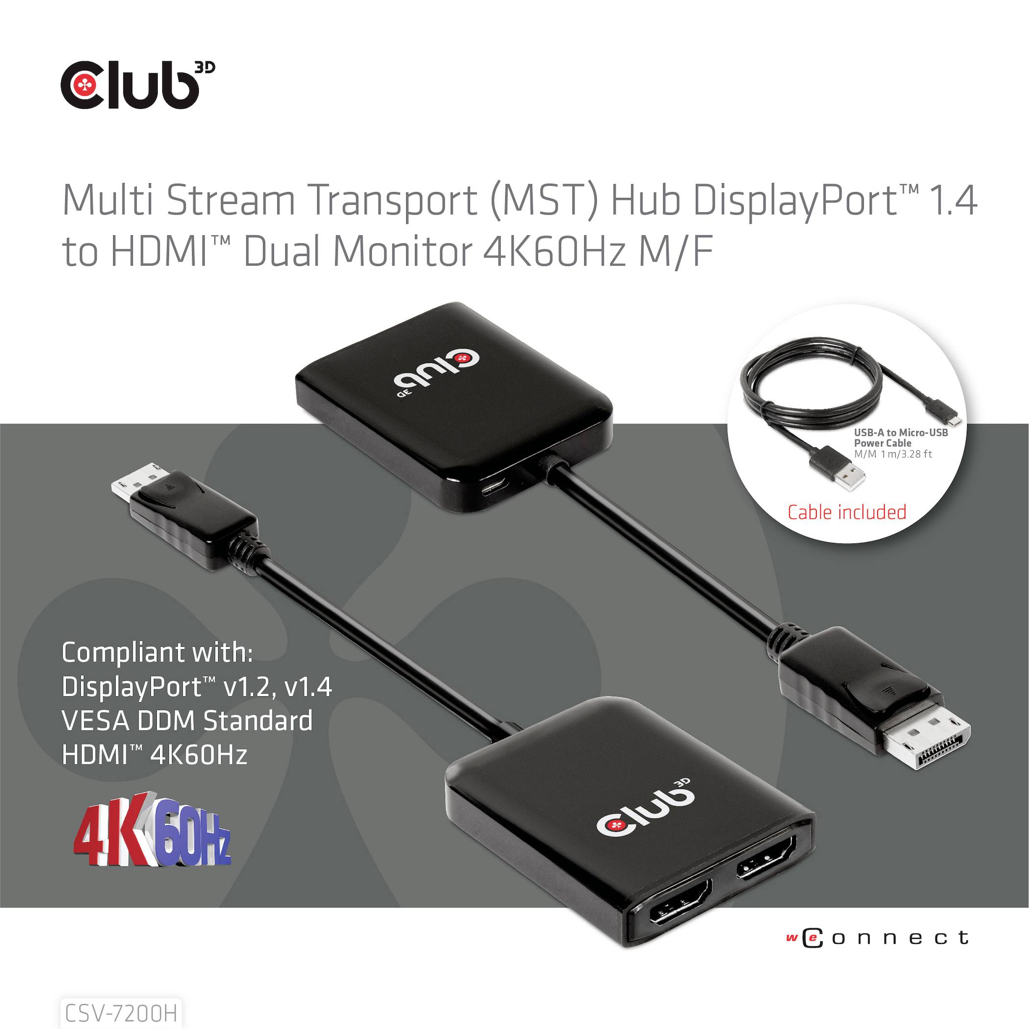 MST Hub DisplayPort 1.4 zu HDMI. Unterstützt Dual 4K Monitore bei 60 Hz. Kabel enthalten. Kompatibel mit DisplayPort 1.2, HDMI 4K60Hz.