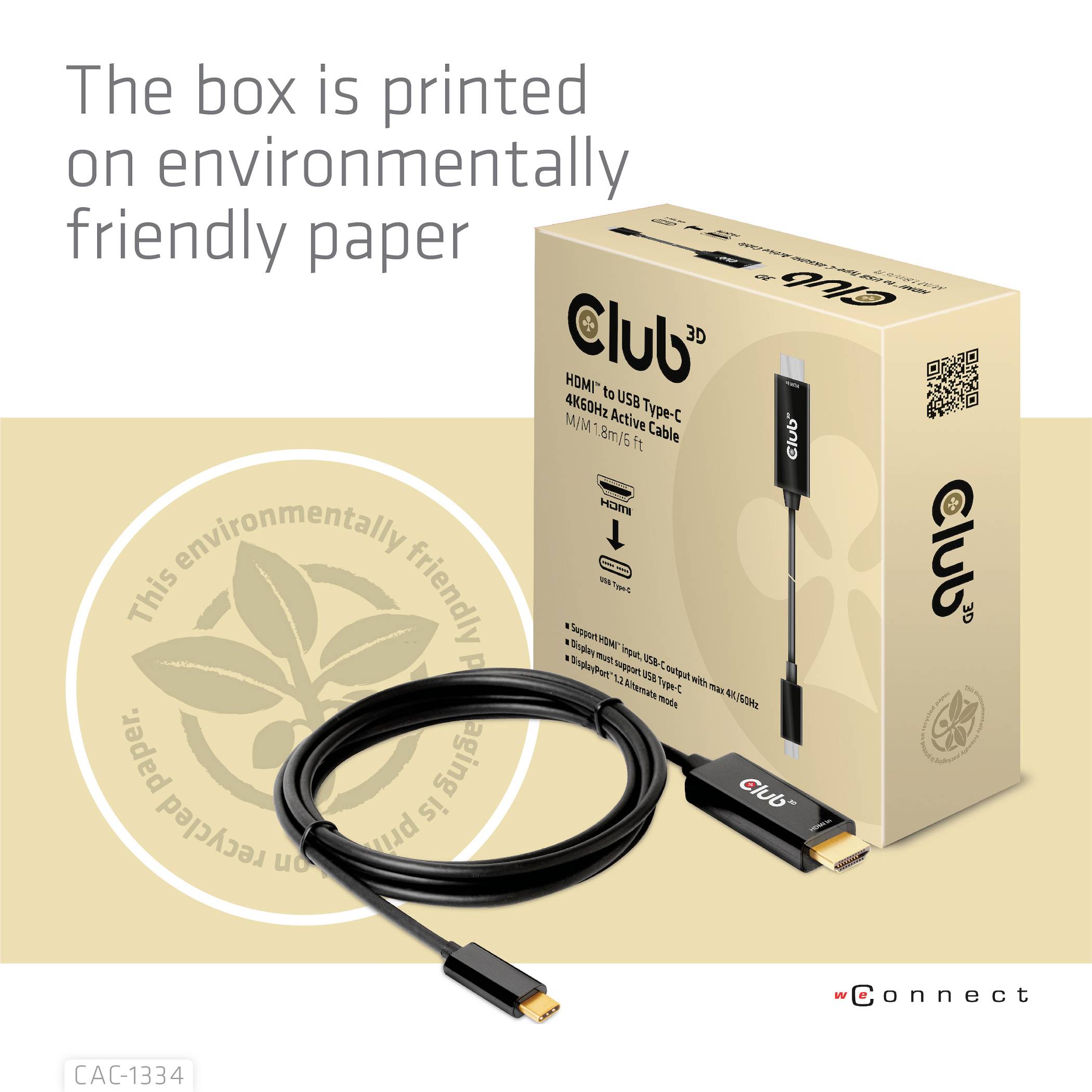 Club3D HDMI / USB-C® Anschlusskabel HDMI-A Stecker, USB-C® Stecker 1.80m Schwarz CAC-1334 HDMI-Kabel