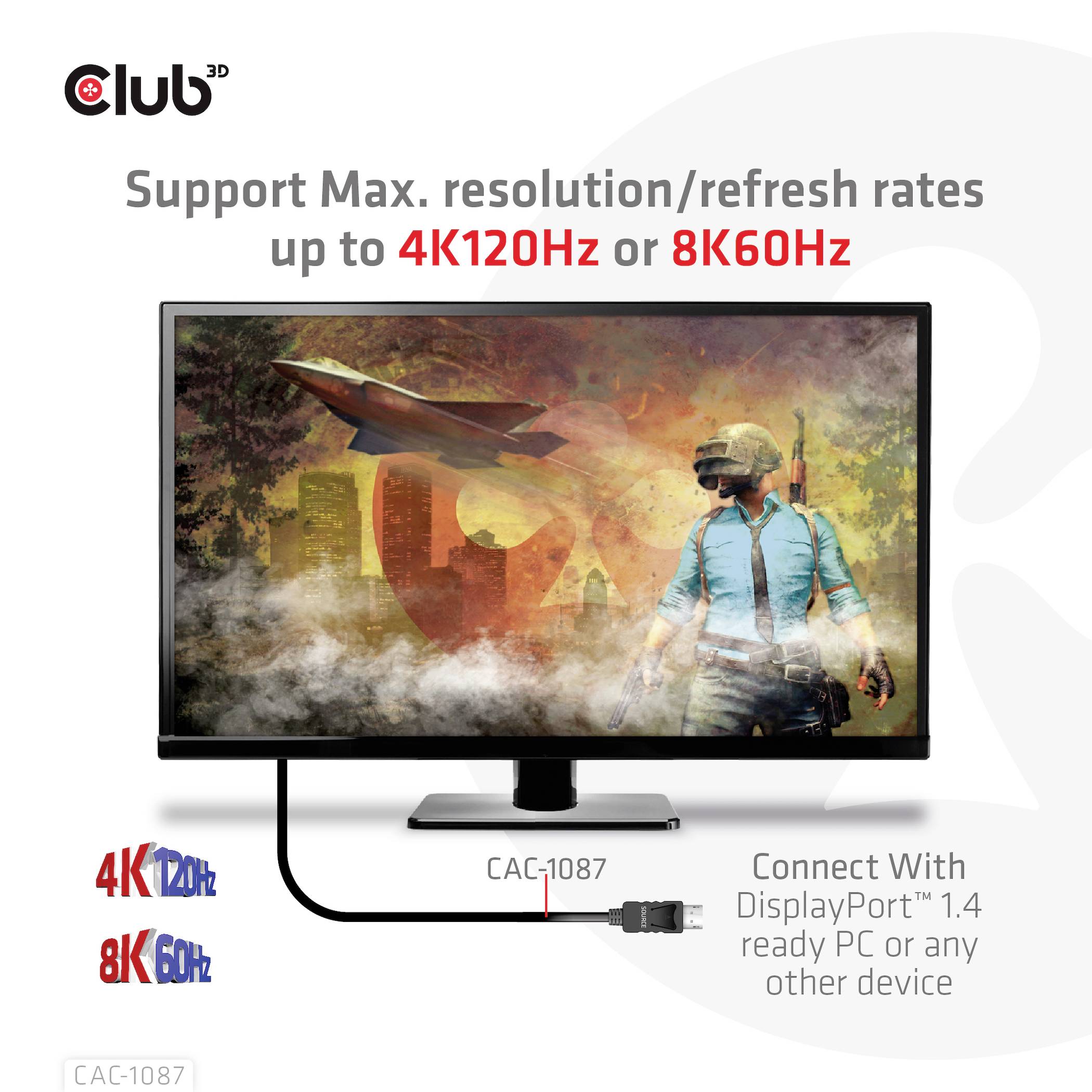 Club3D DisplayPort / HDMI Anschlusskabel DisplayPort Stecker, HDMI-A Stecker 3.00m Schwarz CAC-1087 DisplayPort-Kabel