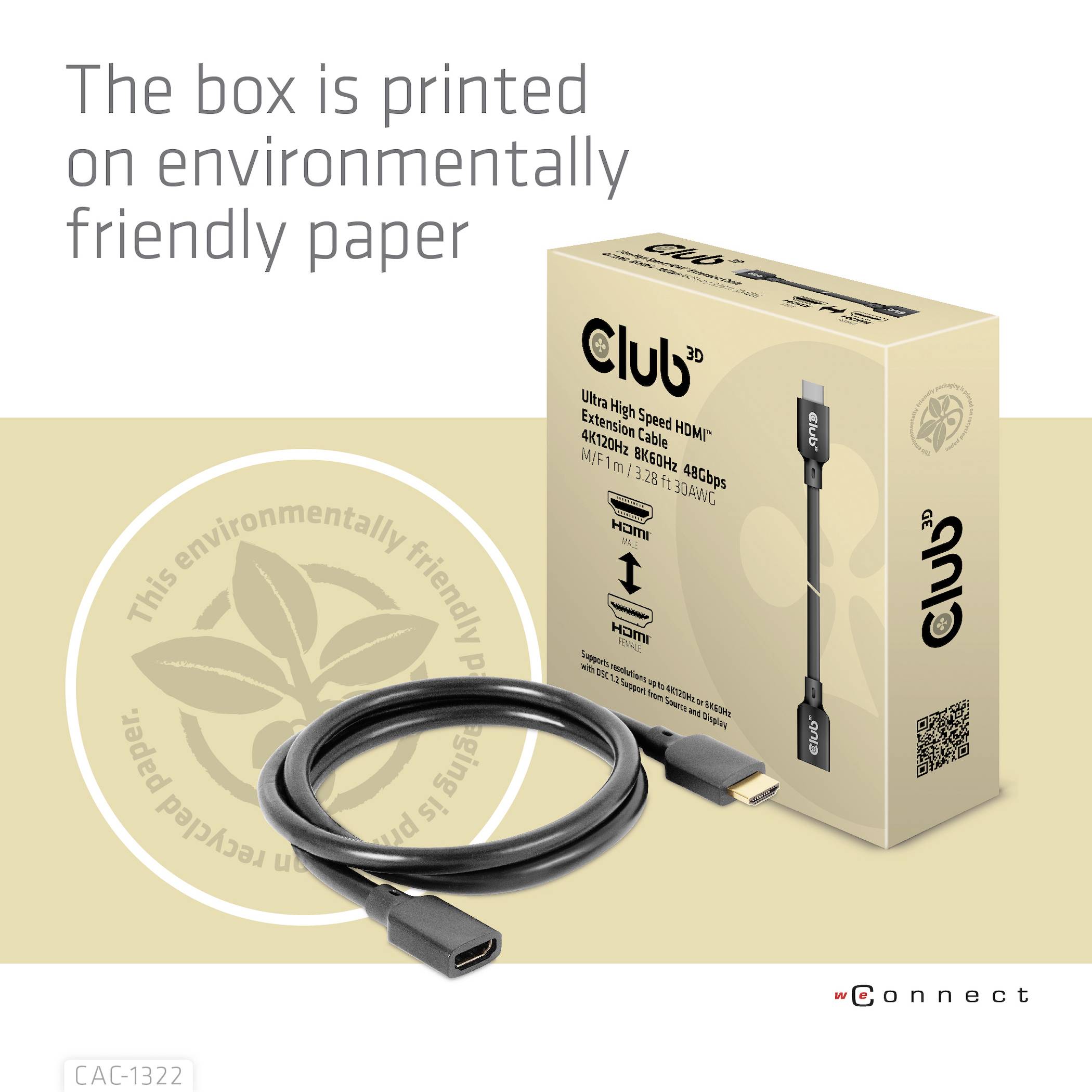 Club3D HDMI Anschlusskabel HDMI-A Stecker, HDMI-A Buchse 1.00m Schwarz CAC-1322 HDMI-Kabel