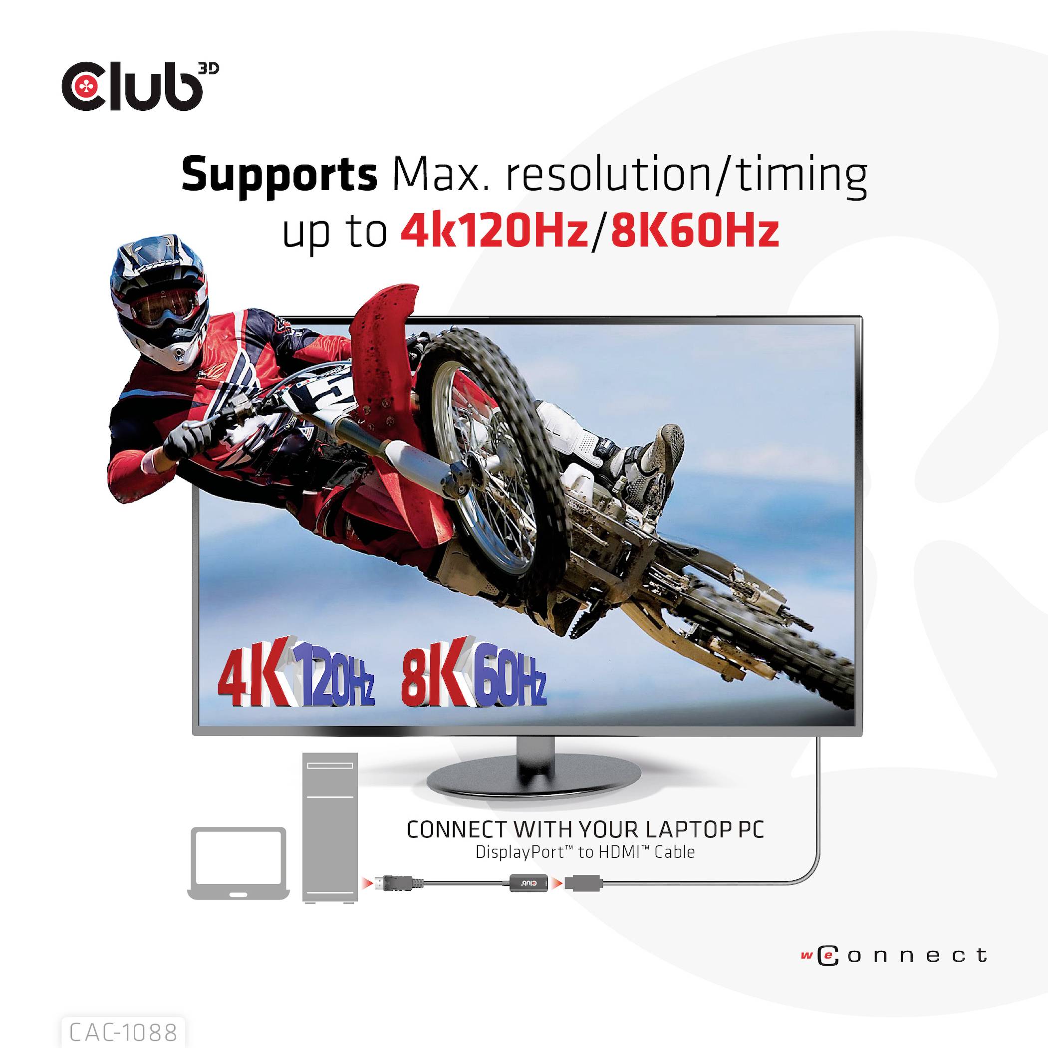Club3D AV Adapter Adapter DisplayPort 1.4 - HDMI [HDMI - DisplayPort] 3840 x 2160 Pixel