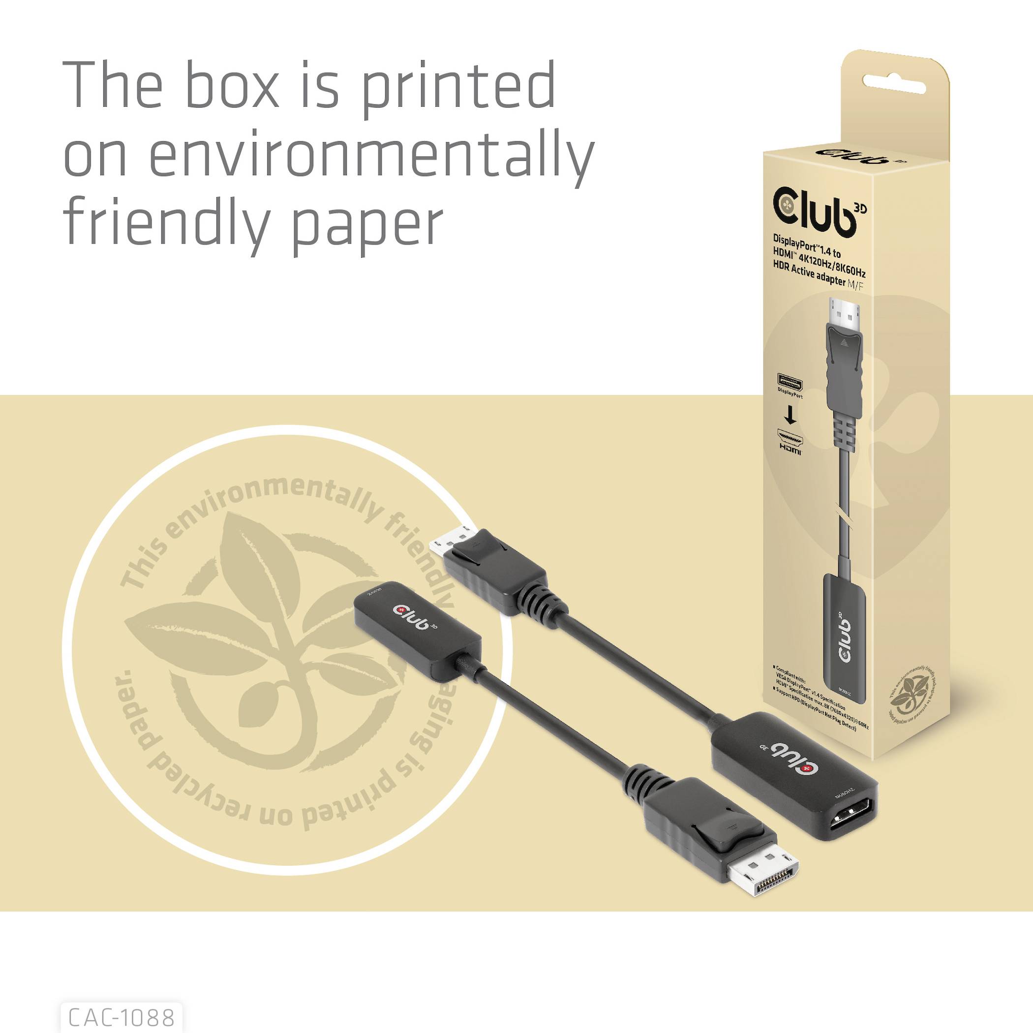 Club3D AV Adapter Adapter DisplayPort 1.4 - HDMI [HDMI - DisplayPort] 3840 x 2160 Pixel