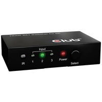 Club3D HDMI Switchbox 3 Port HDMI-Switch mit Fernbedienung 7680 x 4320 Pixel Club3D HDMI Switchbox 3 Port HDMI-Switch mit Fernbedienung 7680 x 4320 Pixel