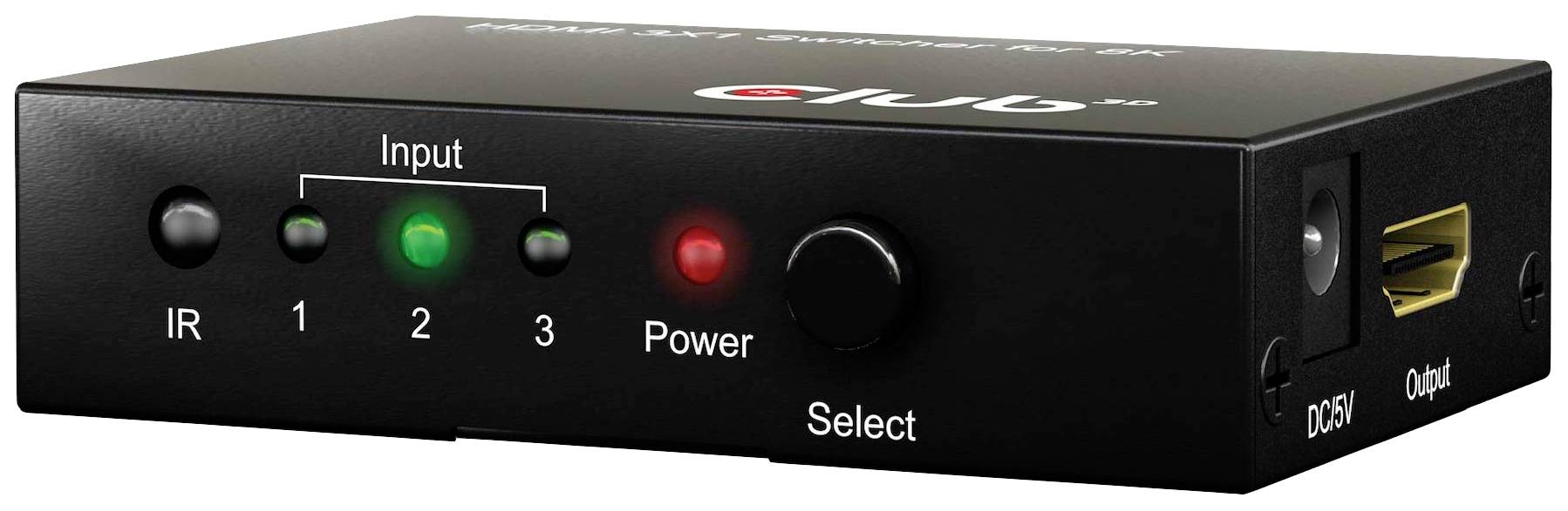 Club3D HDMI Switchbox 3 Port HDMI-Switch mit Fernbedienung 7680 x 4320 Pixel